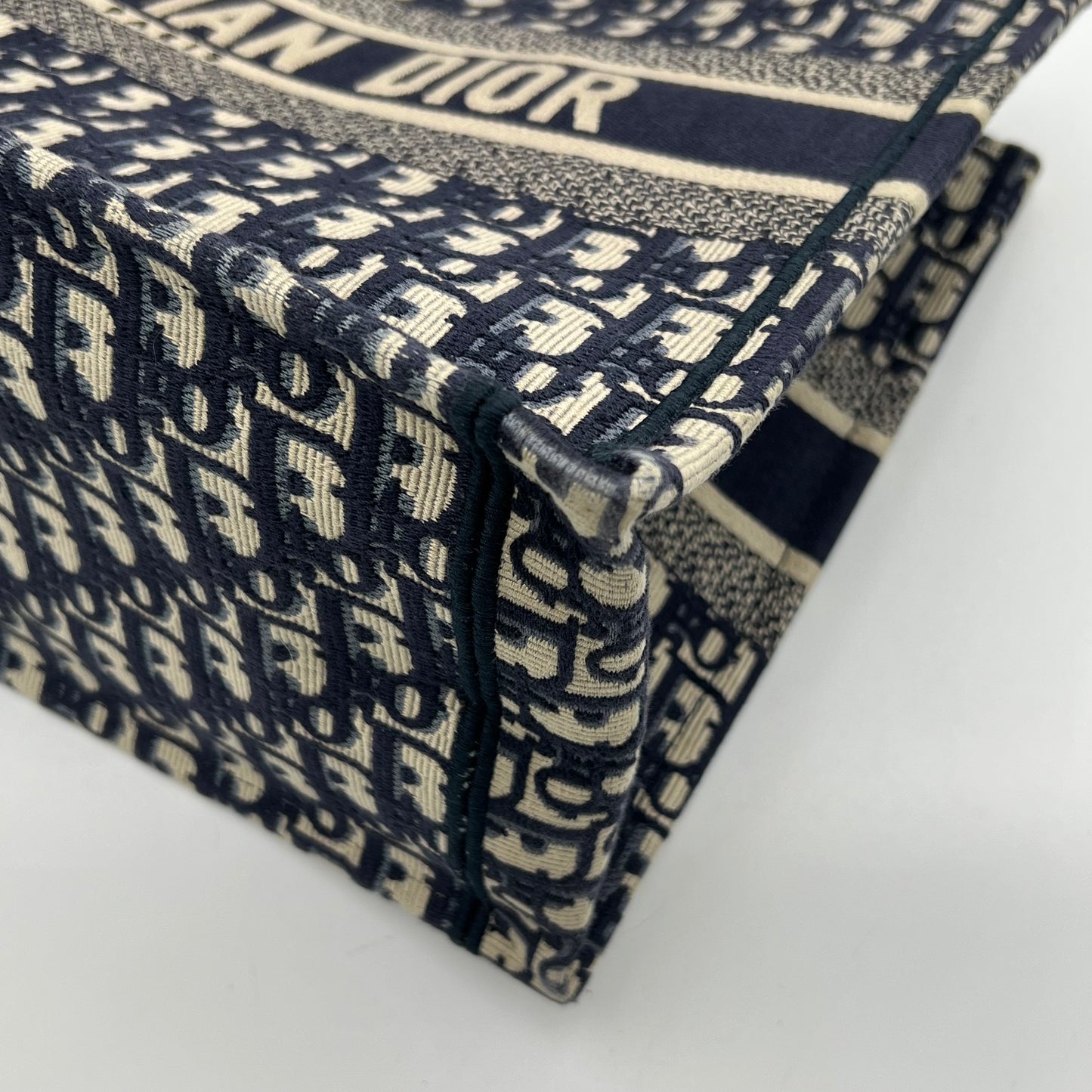Christian Dior Blue Oblique Embroidered Medium Book Tote