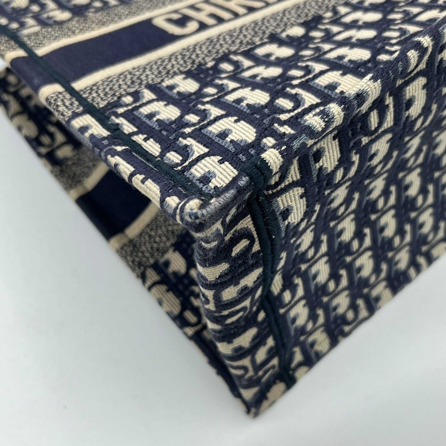 Christian Dior Blue Oblique Embroidered Medium Book Tote