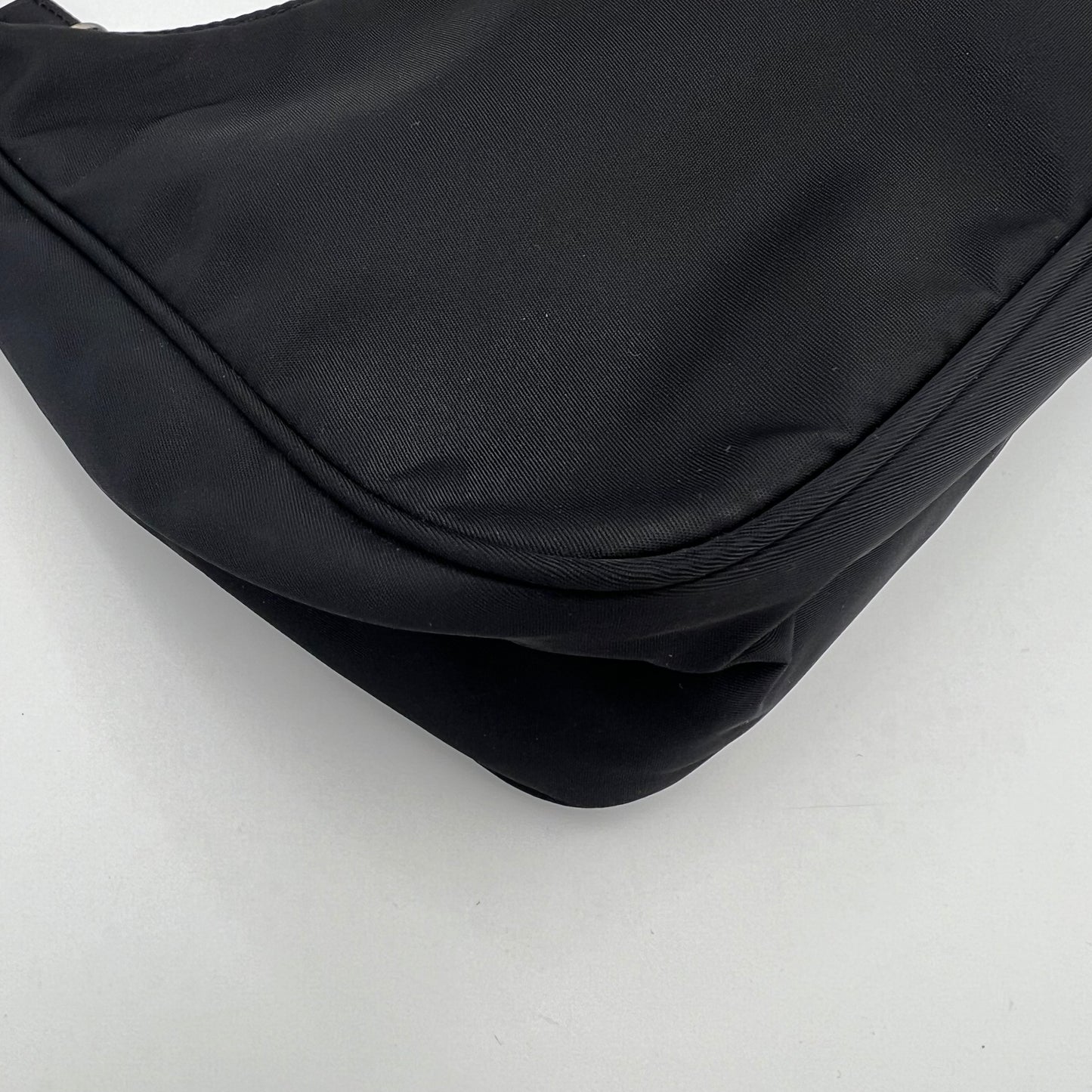 Prada Black Nylon Mini Hobo Baguette
