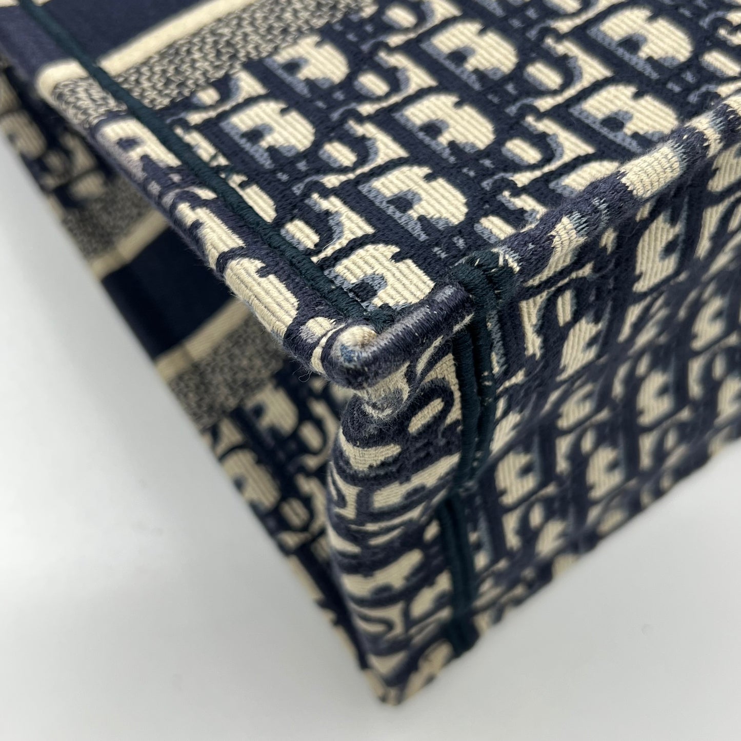Christian Dior Blue Oblique Embroidered Medium Book Tote