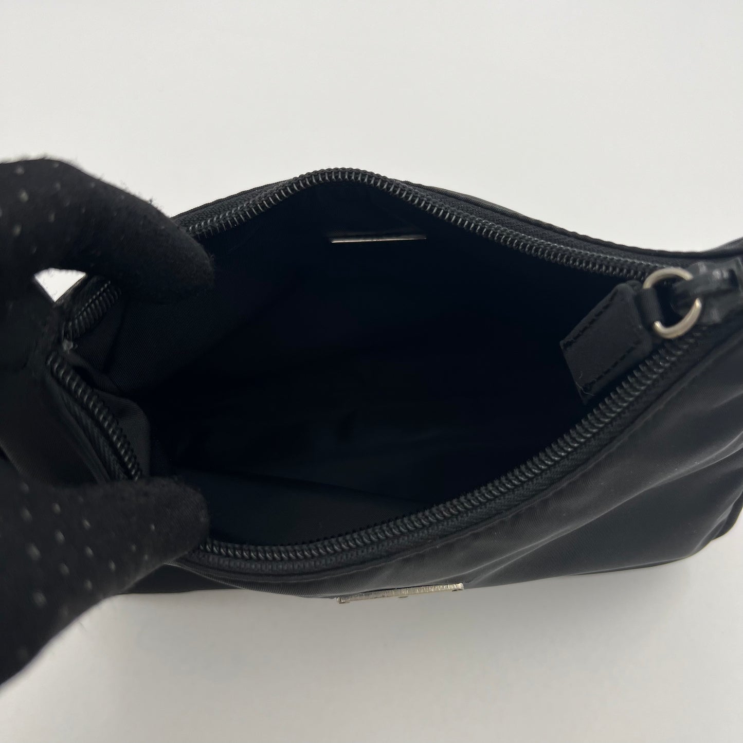 Prada Black Nylon Mini Hobo Baguette
