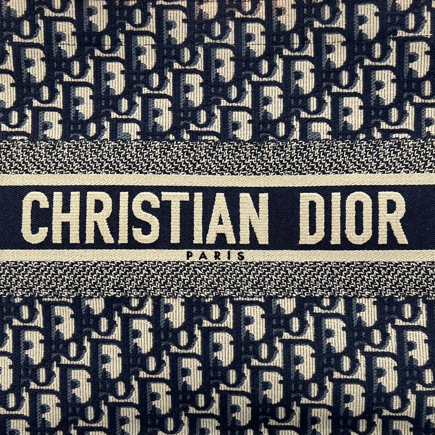 Christian Dior Blue Oblique Embroidered Medium Book Tote