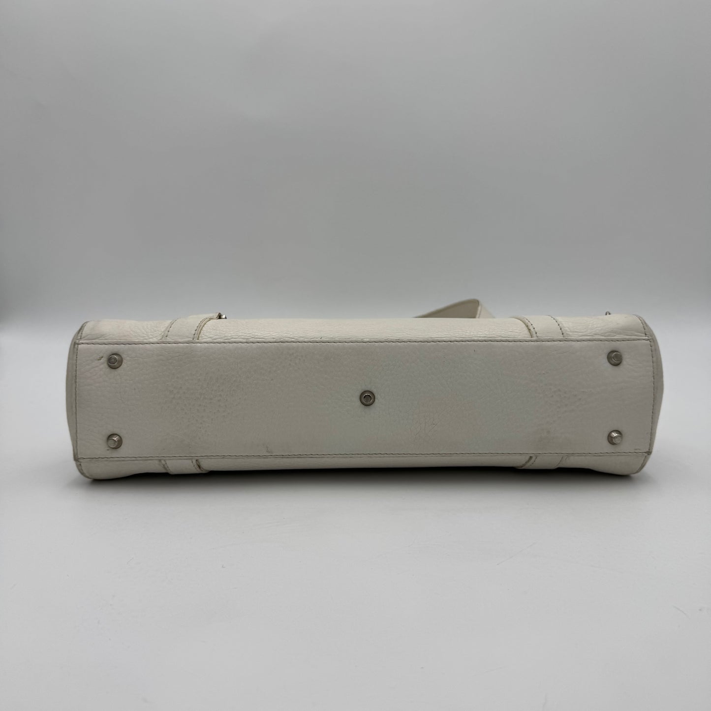 Christian Dior White Leather Spellout D Charm Boston Shoulder Bag