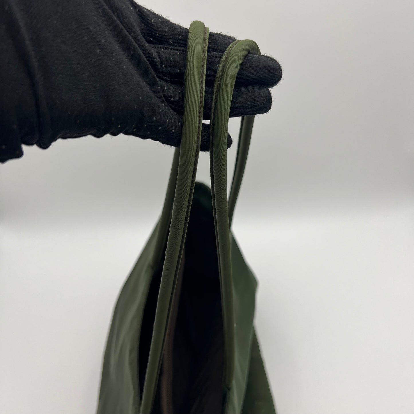 Prada Green Nylon Large Open Long Strap Tote