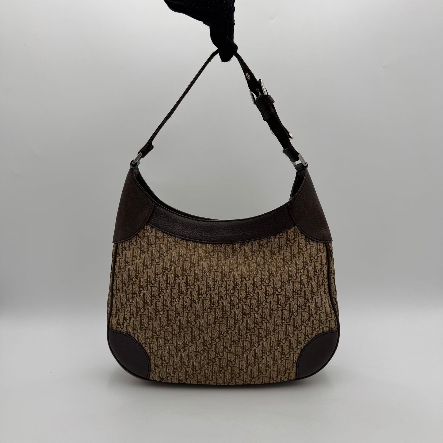 Christian Dior Brown Trotter Canvas and Leather Street Chic Hobo Shoulder Bag