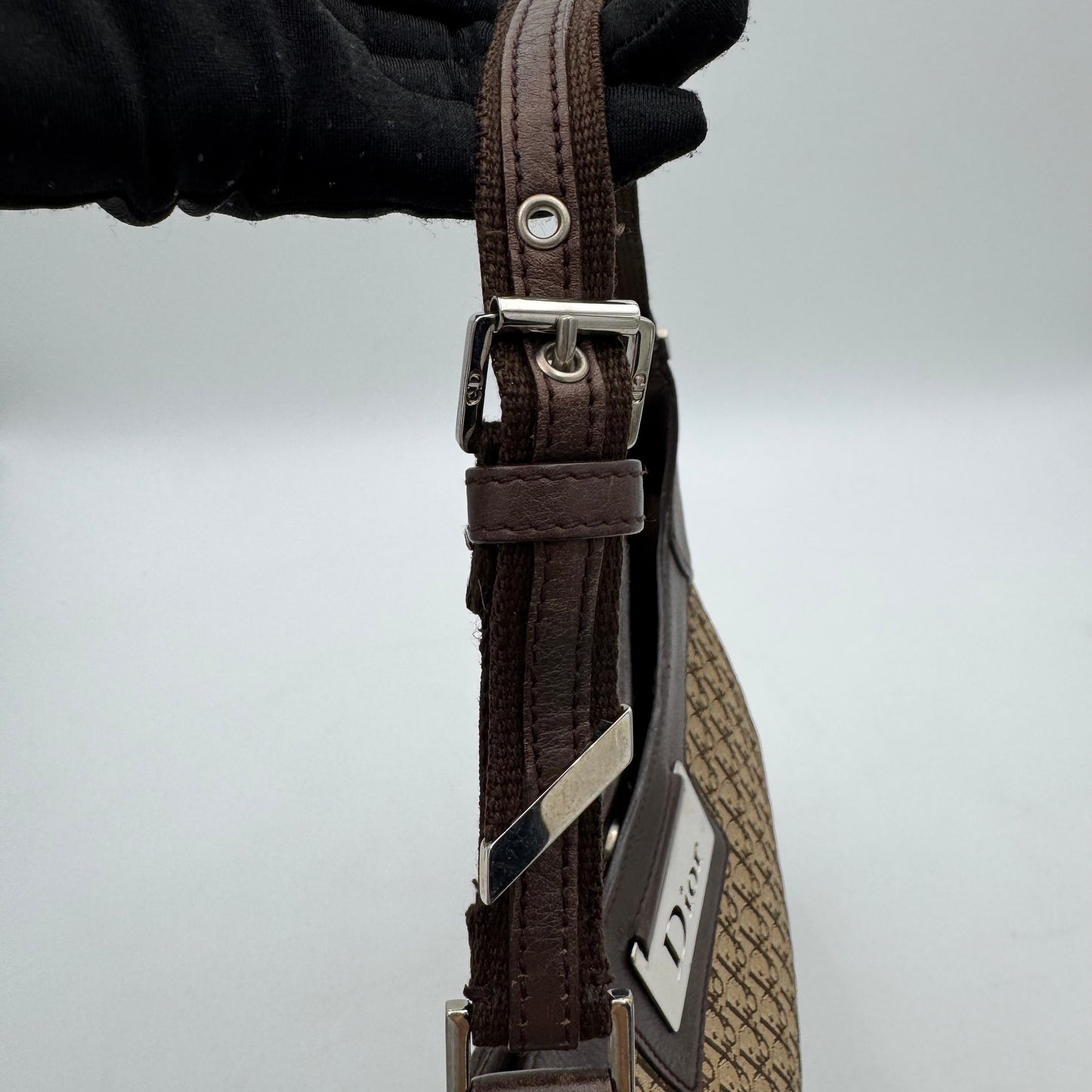 Christian Dior Brown Trotter Canvas and Leather Street Chic Hobo Shoulder Bag