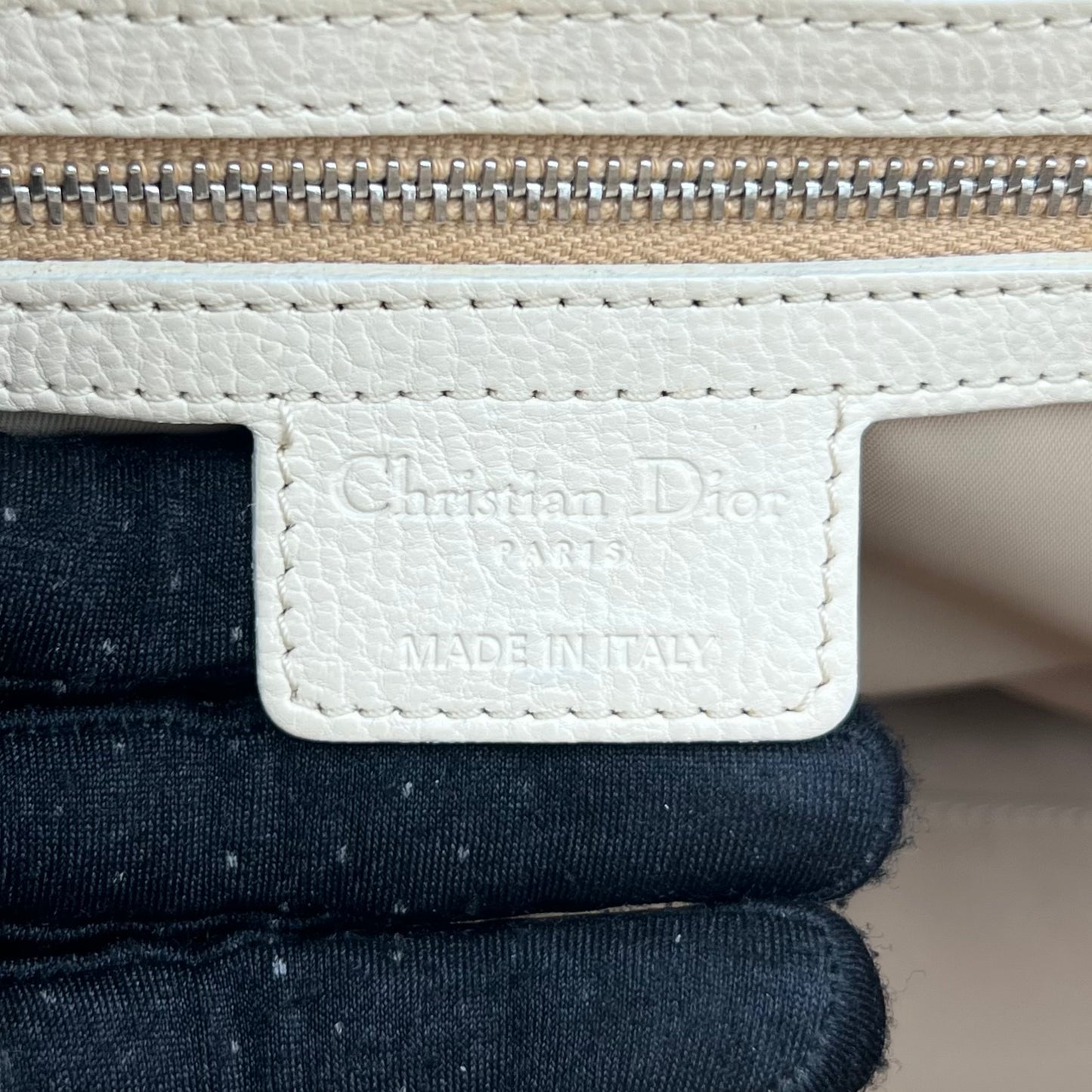 Christian Dior White Diorissimo Trotter Canvas and Neutral Leather Large Satchel