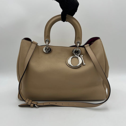 Christian Dior Beige Leather Diorissimo Tote with Long Strap SHW
