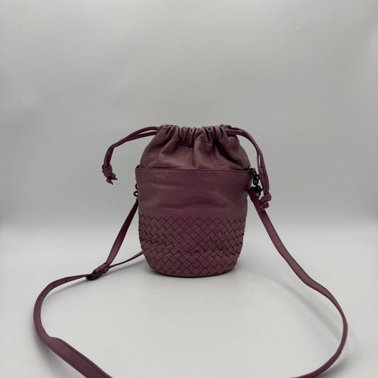 Bottega Veneta Metallic Purple Leather Intrecciato Bucket Bag