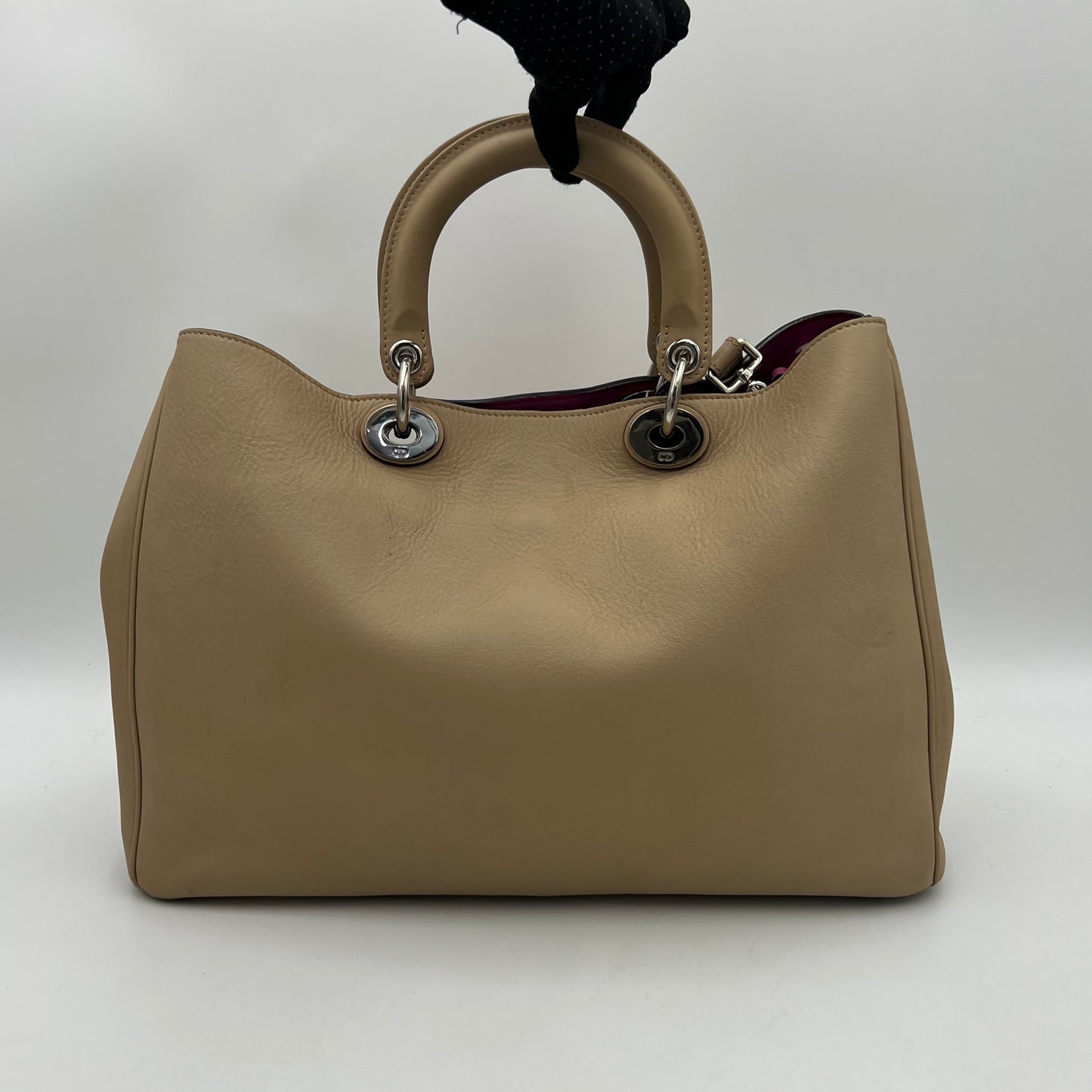 Christian Dior Beige Leather Diorissimo Tote with Long Strap SHW