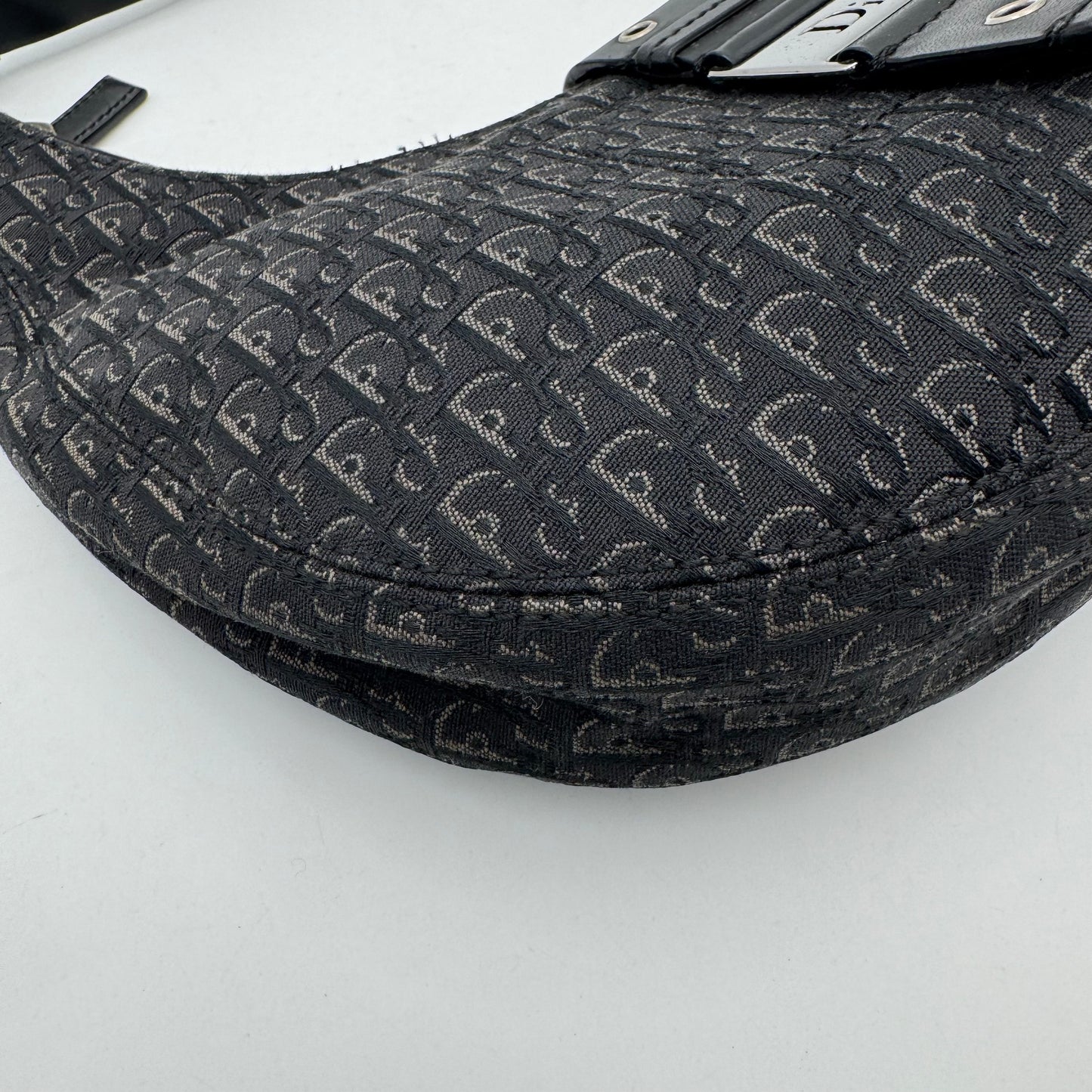 Christian Dior Black Trotter Canvas and Leather Street Chic Hobo Half Moon Shoulder Bag