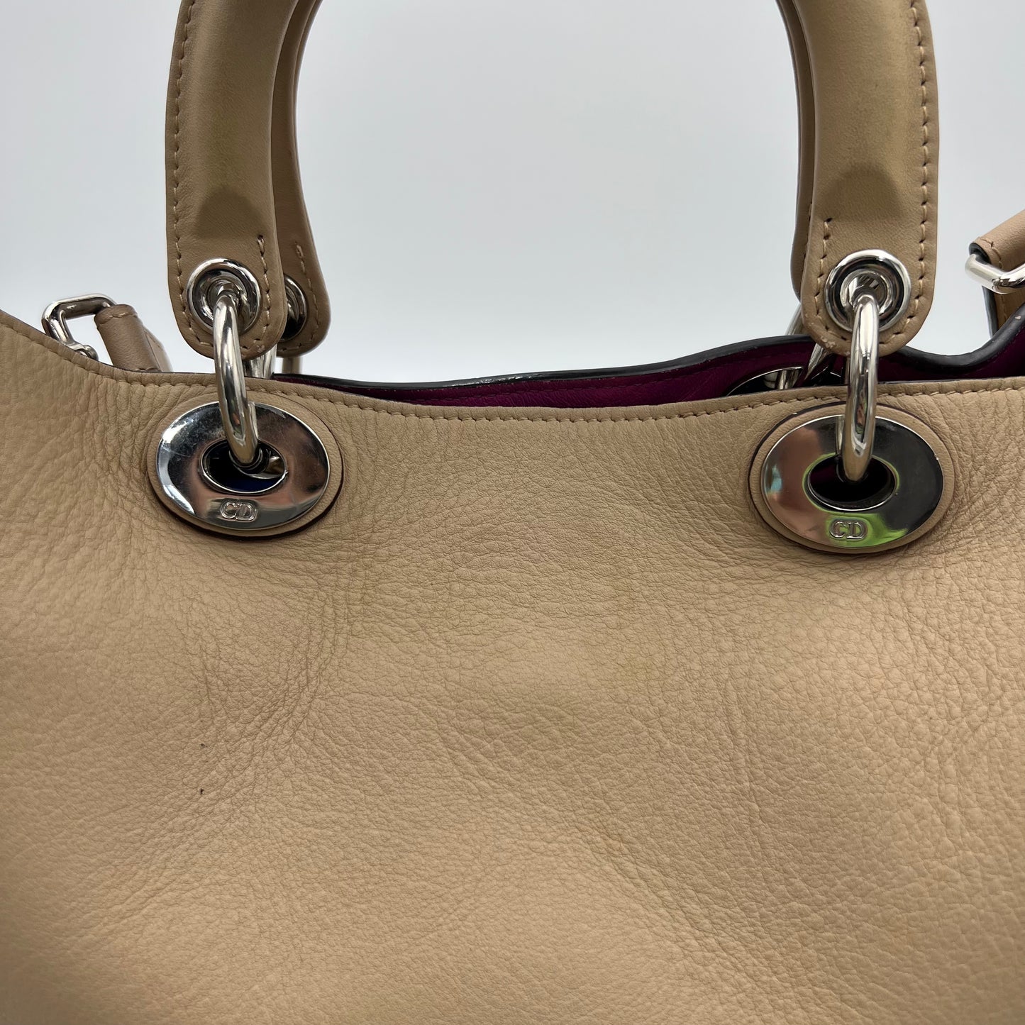 Christian Dior Beige Leather Diorissimo Tote with Long Strap SHW