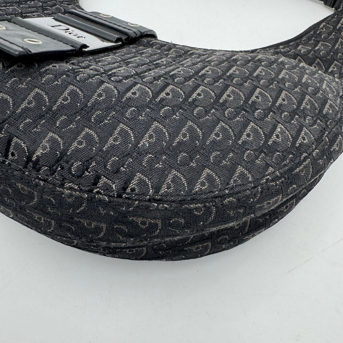 Christian Dior Black Trotter Canvas and Leather Street Chic Hobo Half Moon Shoulder Bag