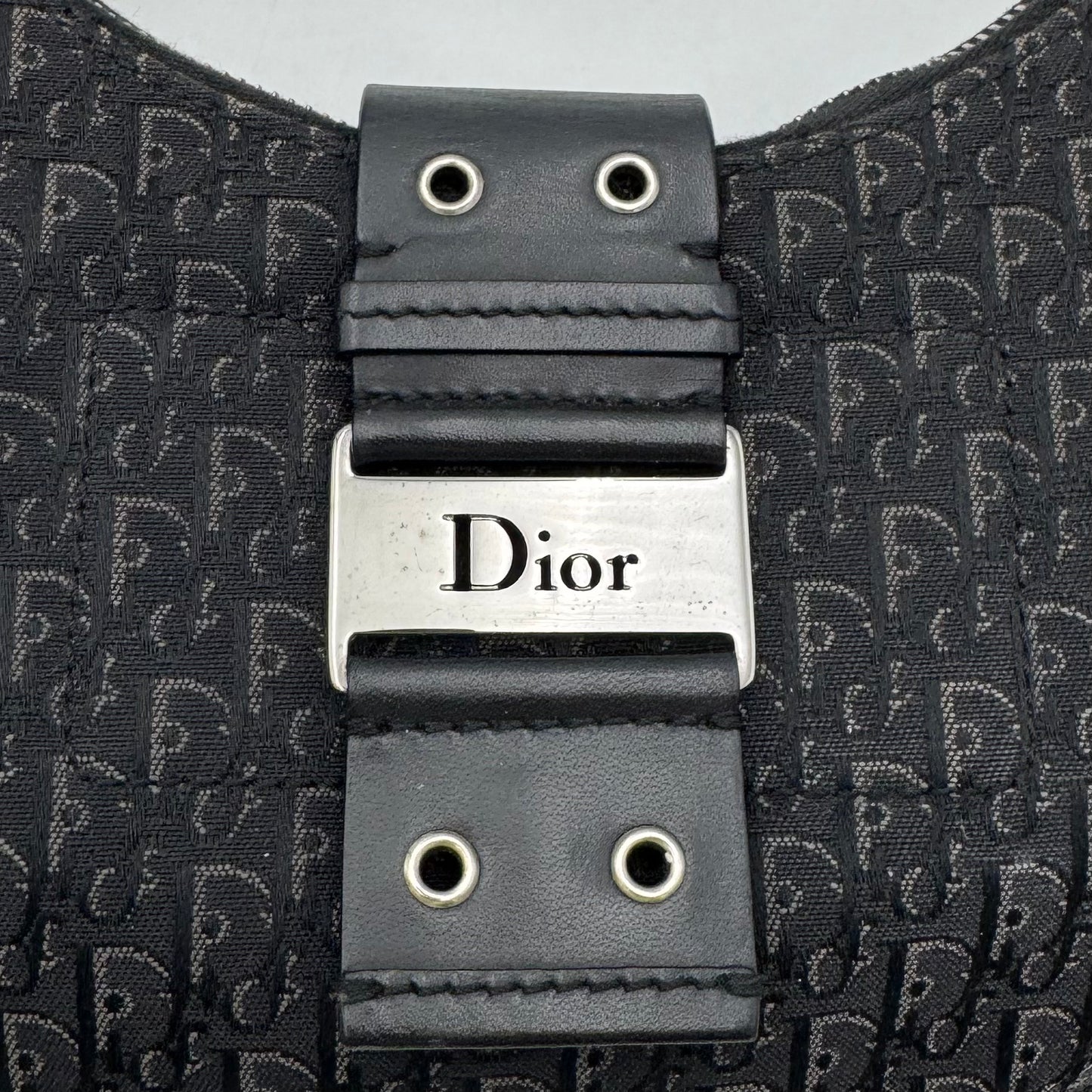 Christian Dior Black Trotter Canvas and Leather Street Chic Hobo Half Moon Shoulder Bag