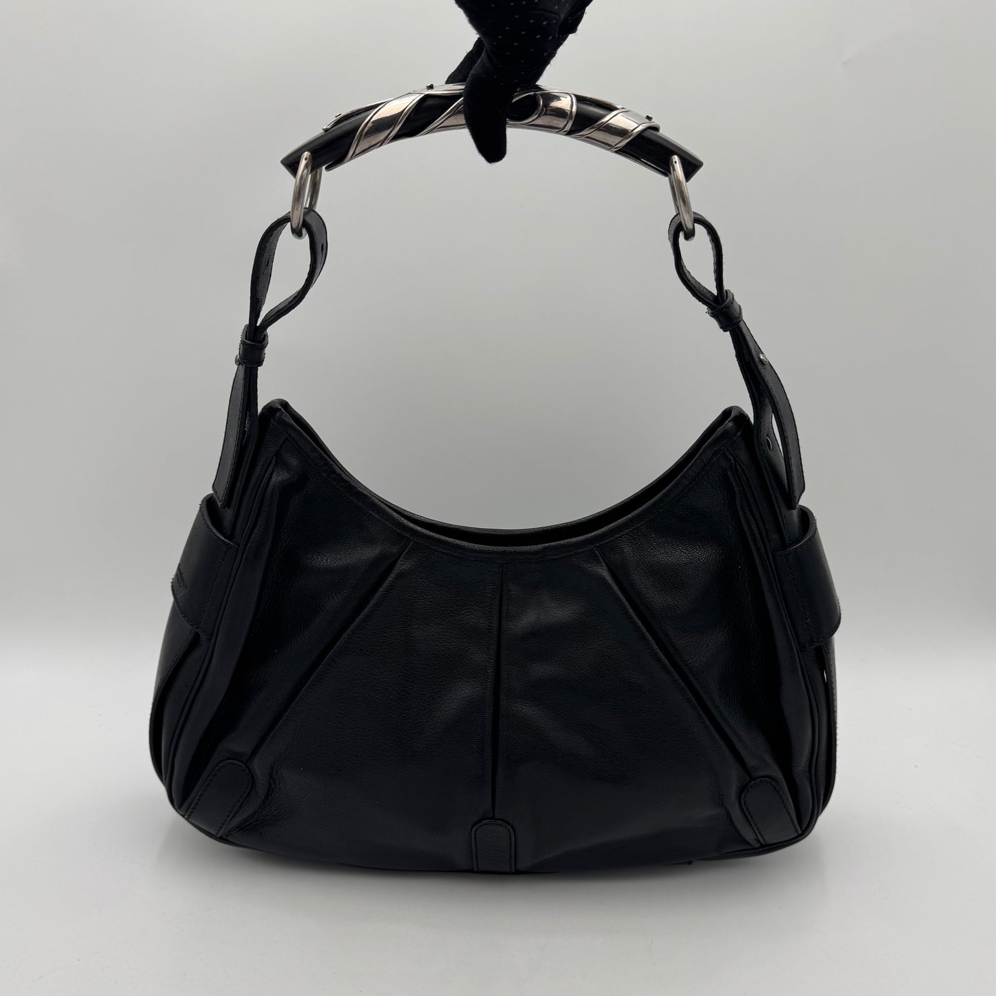 YSL Black Leather Rive Gauche Mombasa SHW
