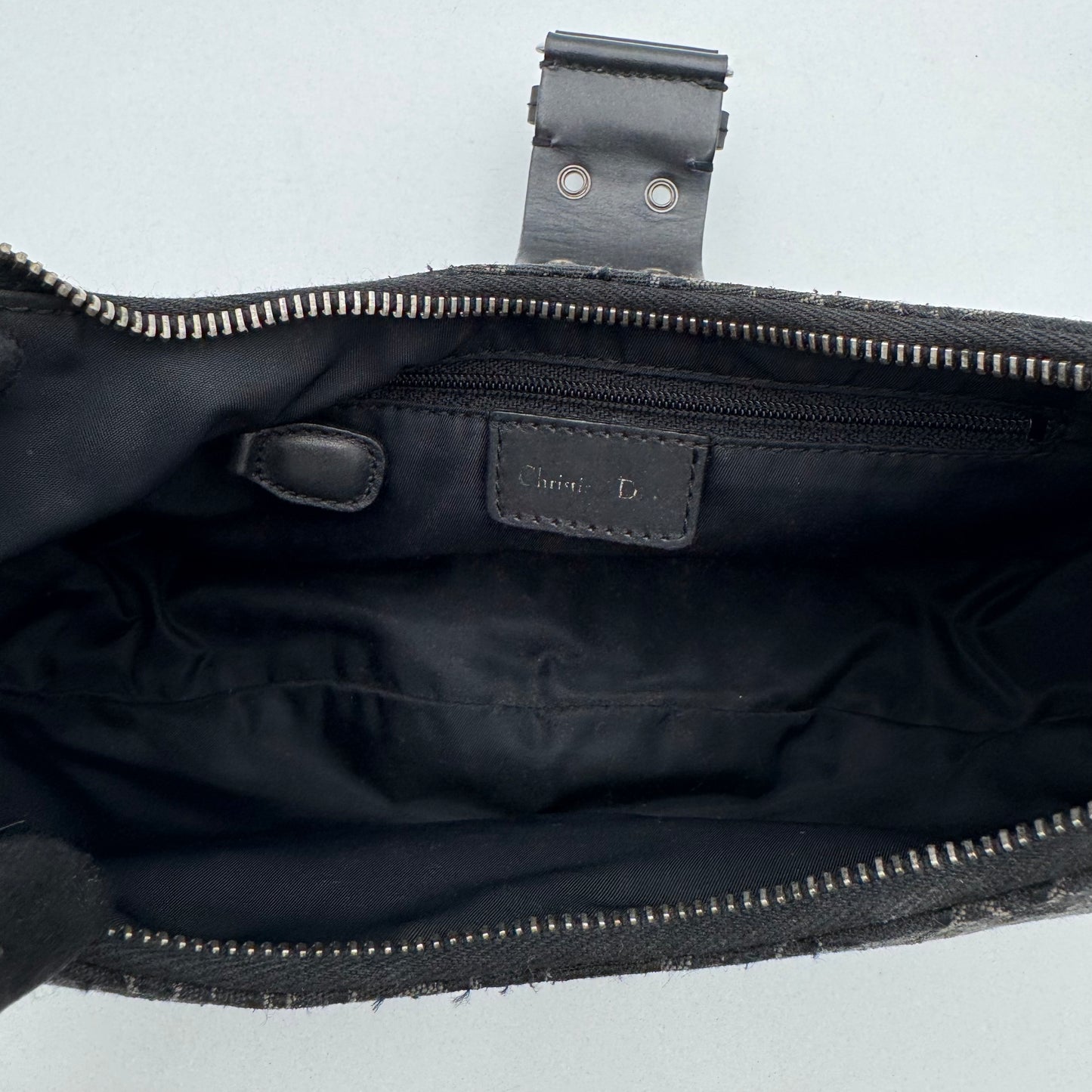 Christian Dior Black Trotter Canvas and Leather Street Chic Hobo Half Moon Shoulder Bag