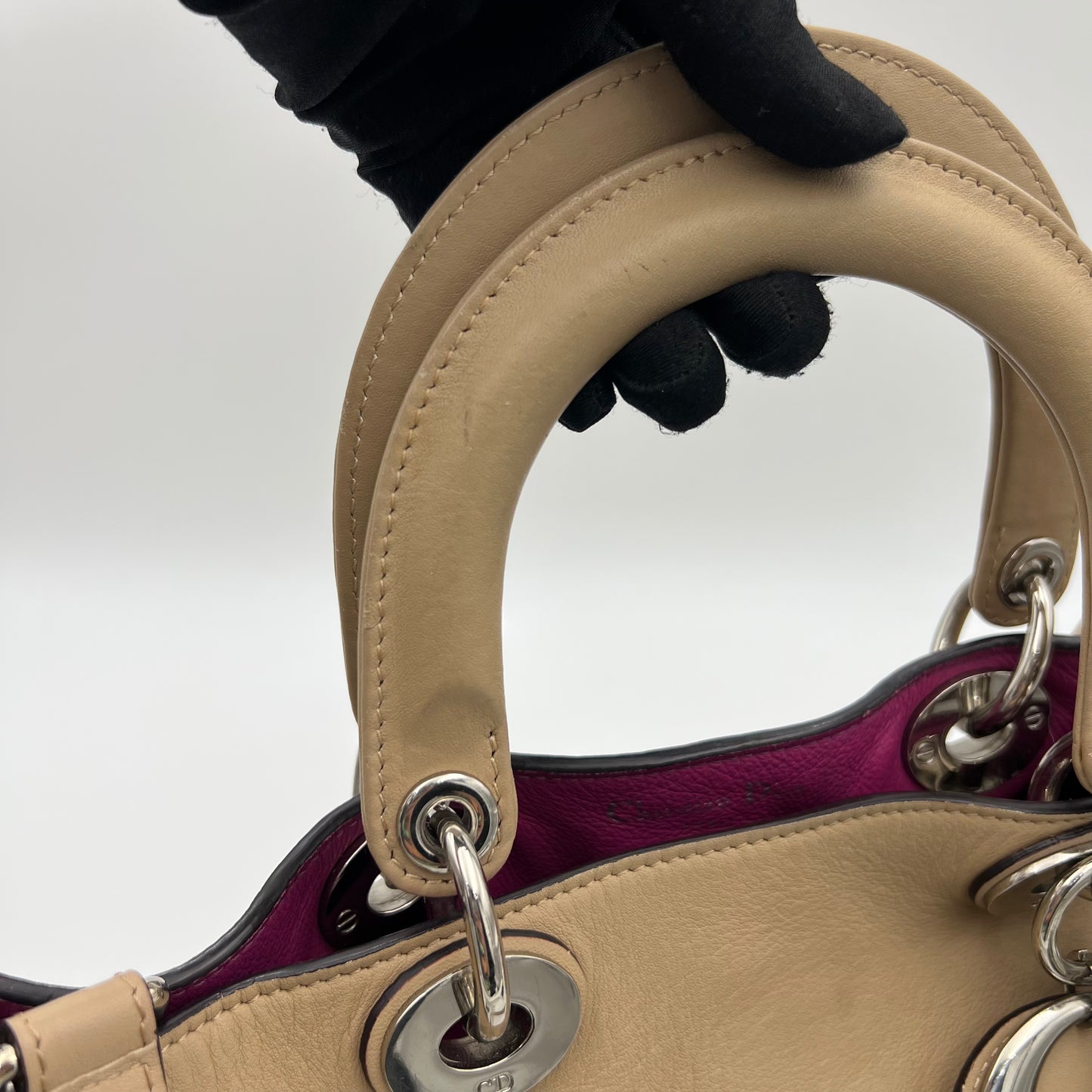 Christian Dior Beige Leather Diorissimo Tote with Long Strap SHW