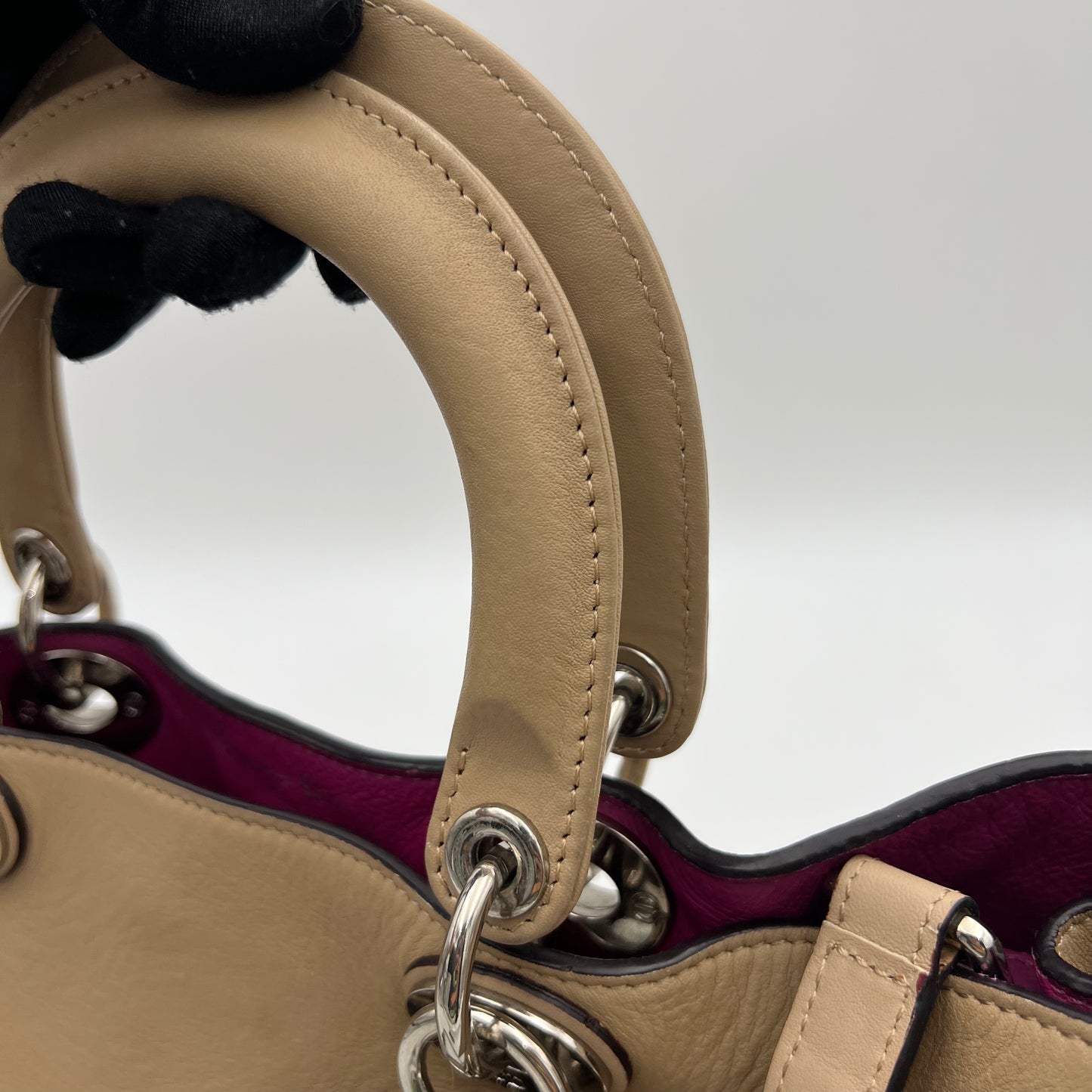Christian Dior Beige Leather Diorissimo Tote with Long Strap SHW