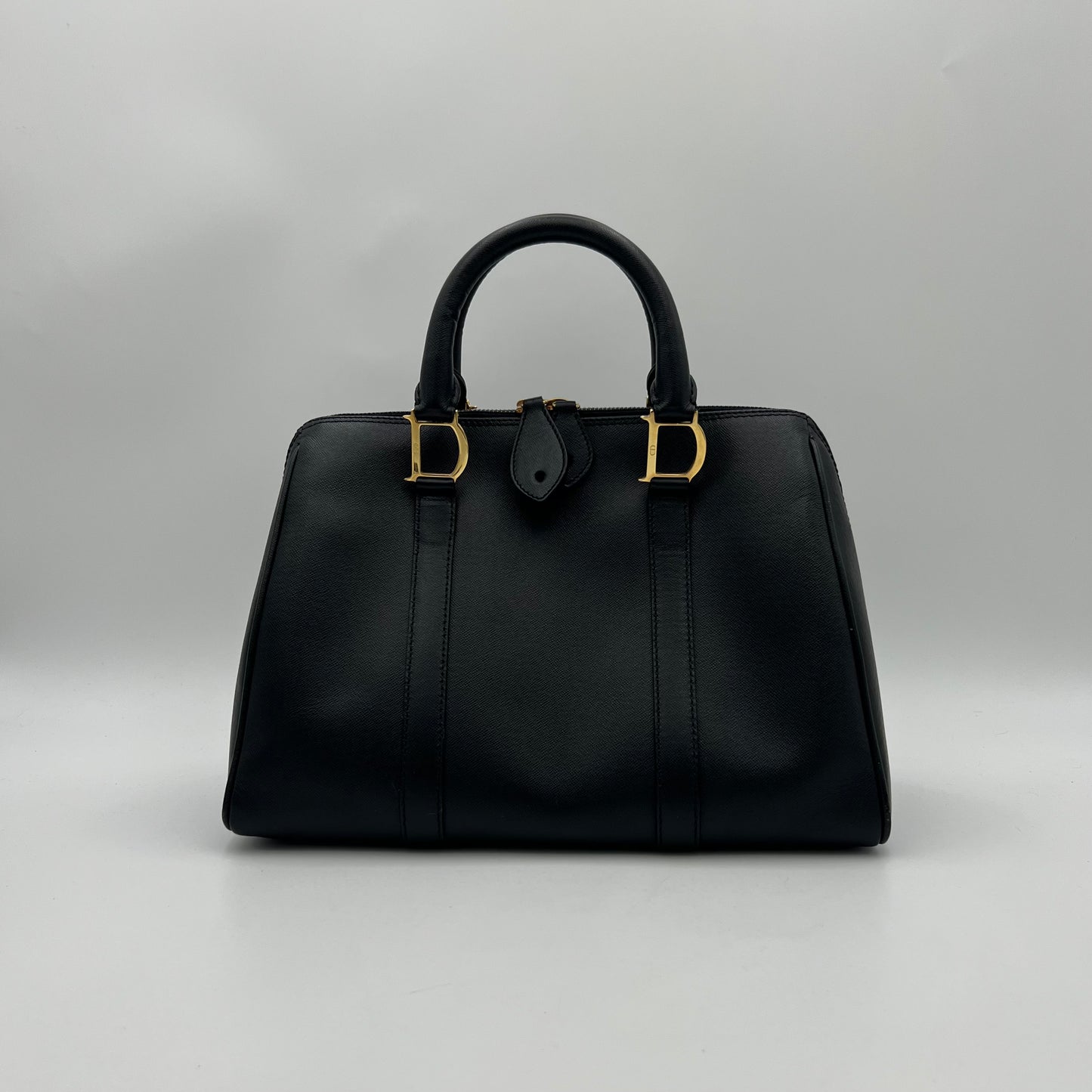 Christian Dior Black Leather Boston Bag GHW