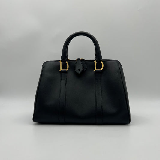 Christian Dior Black Leather Boston Bag GHW