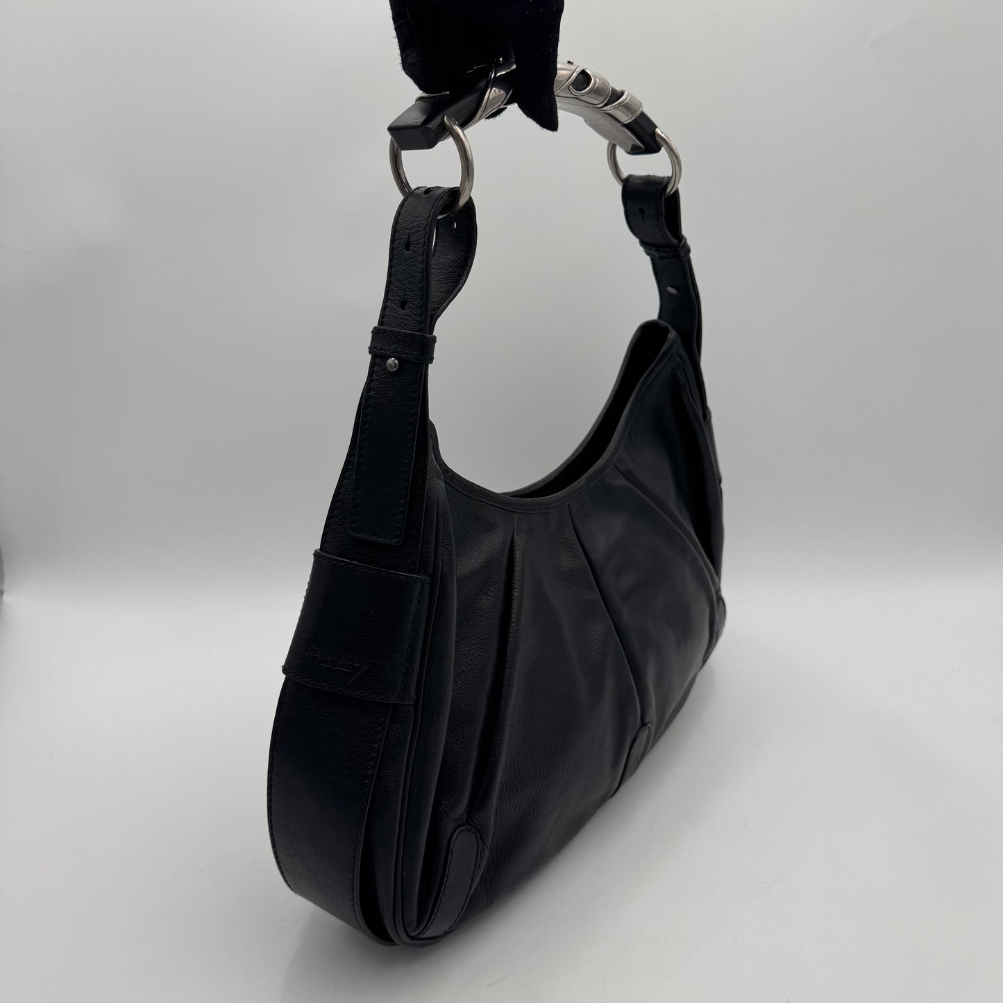 YSL Black Leather Rive Gauche Mombasa SHW