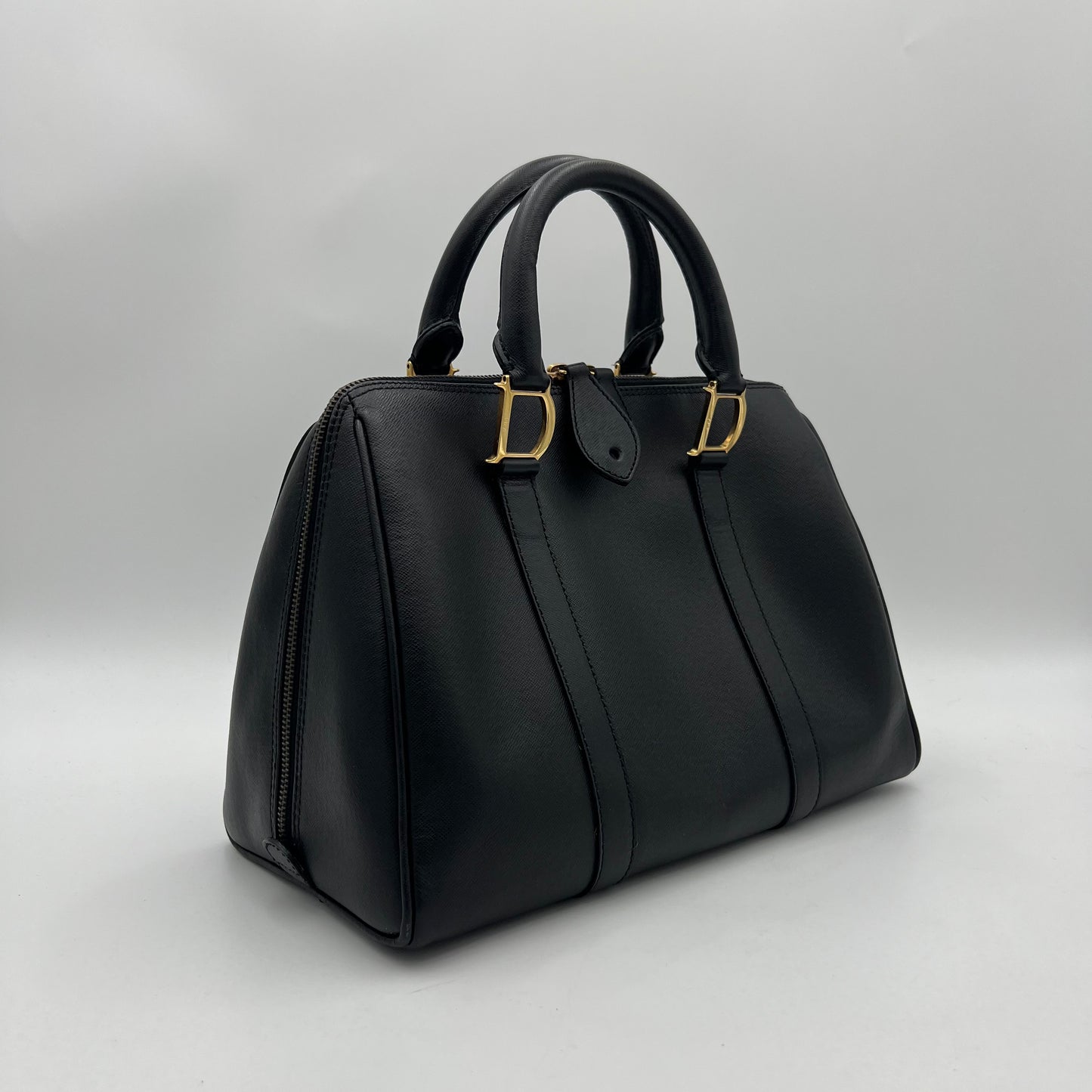 Christian Dior Black Leather Boston Bag GHW