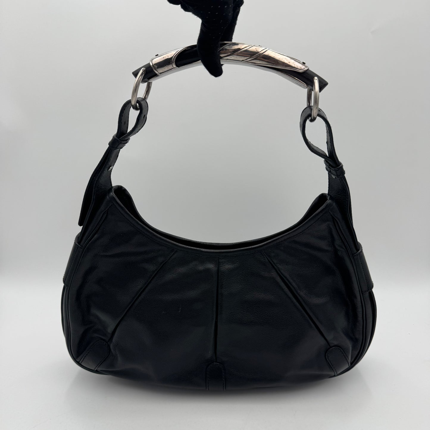 YSL Black Leather Rive Gauche Mombasa SHW