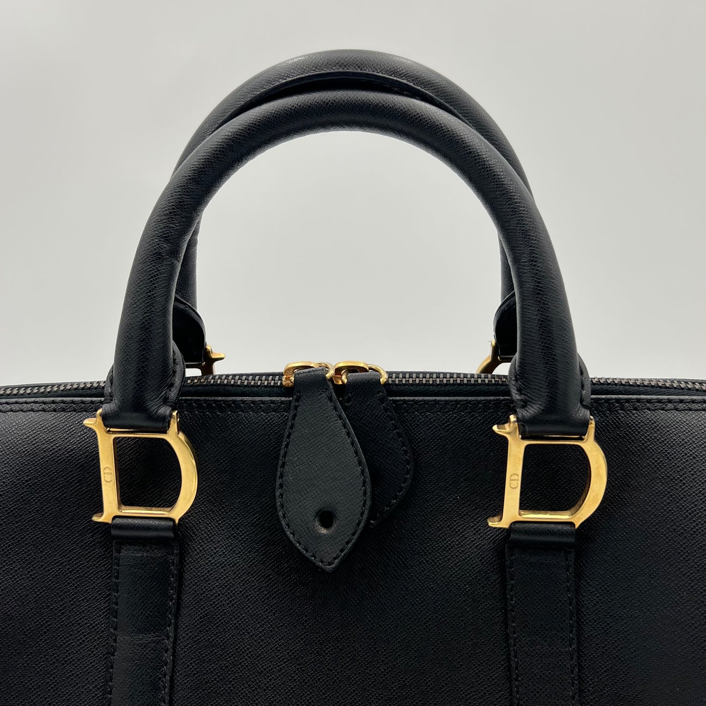 Christian Dior Black Leather Boston Bag GHW