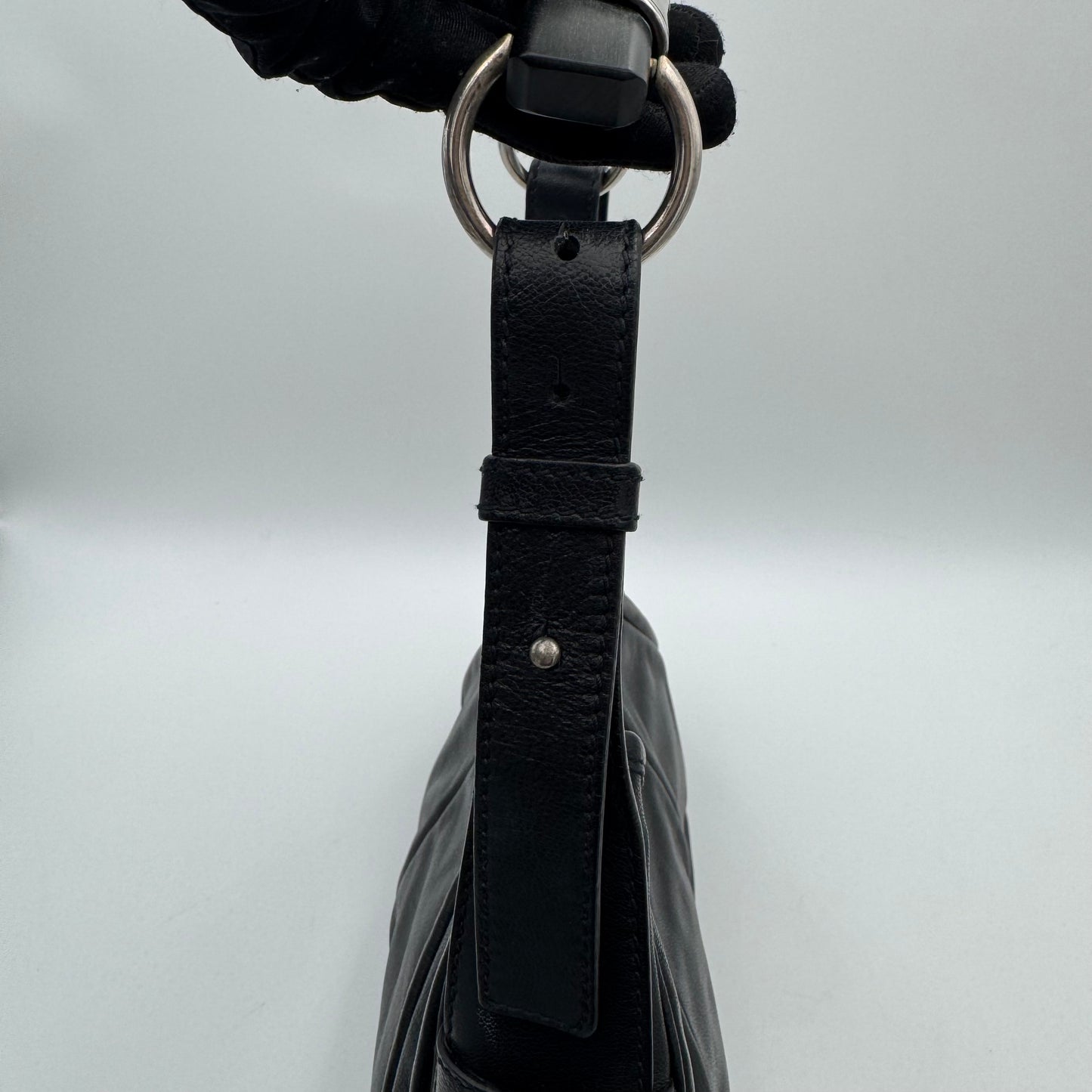 YSL Black Leather Rive Gauche Mombasa SHW
