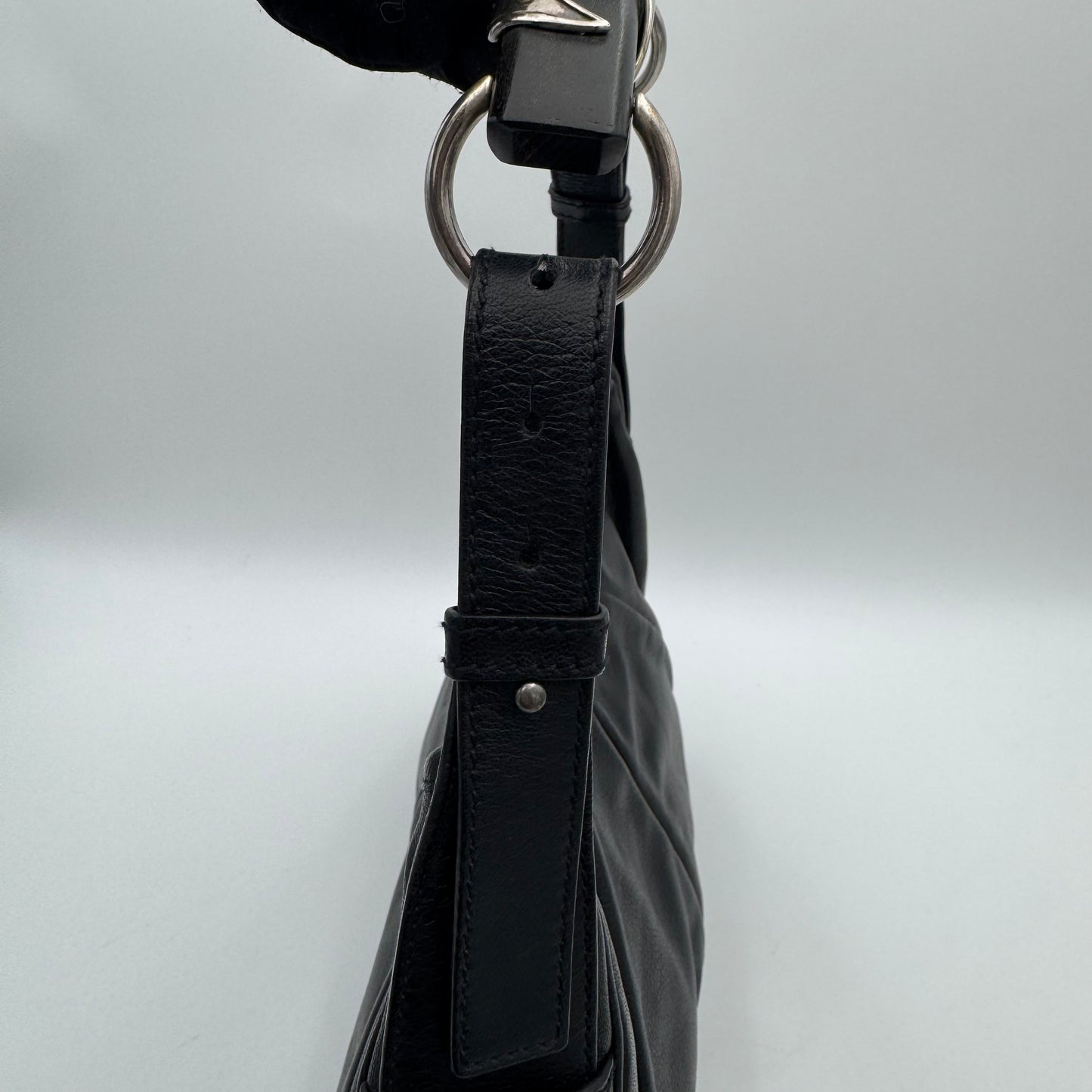 YSL Black Leather Rive Gauche Mombasa SHW
