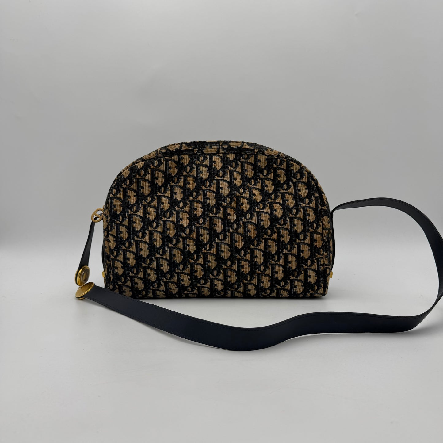 Christian Dior Vintage Navy Blue Trotter CD Side Strap Logo Shoulder Bag