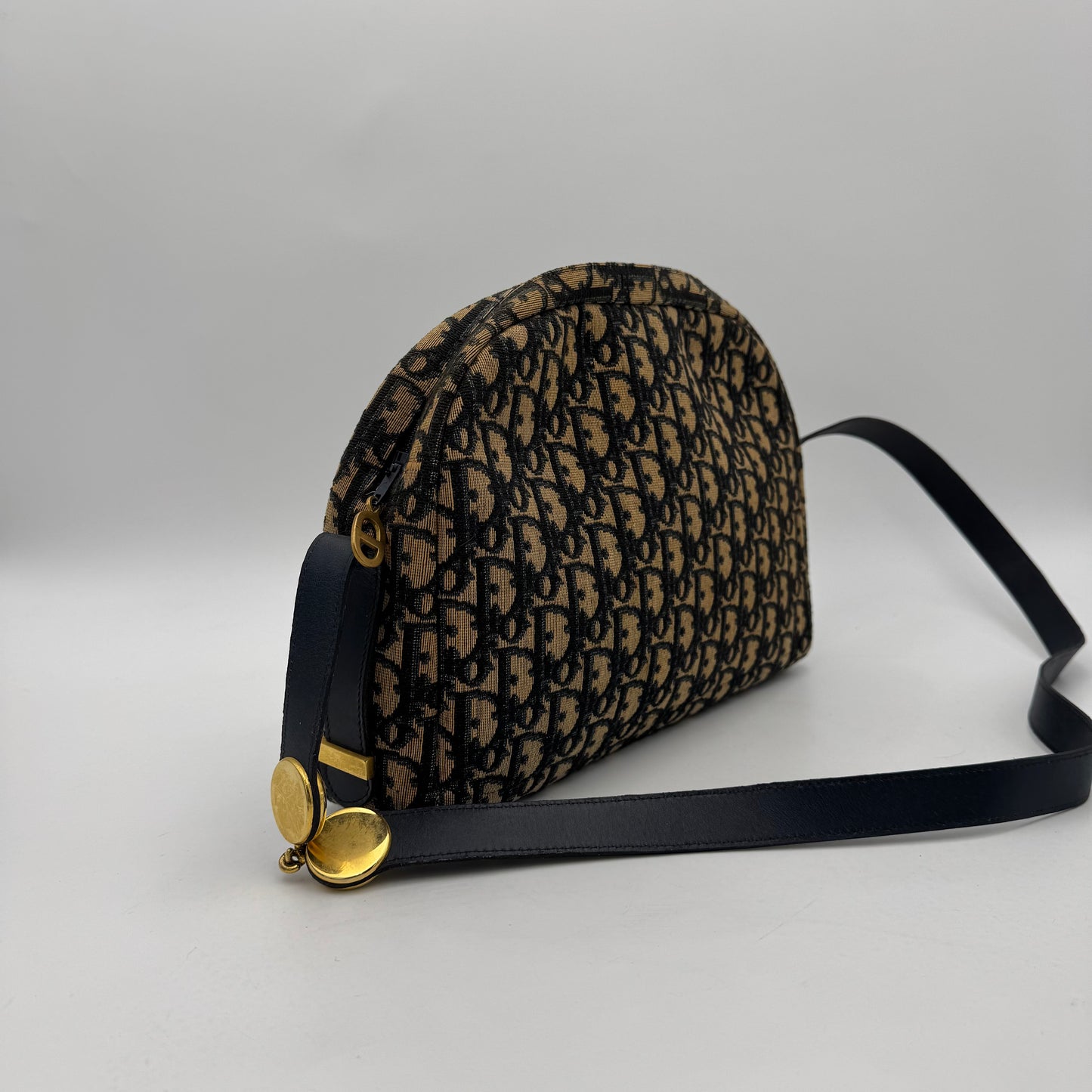 Christian Dior Vintage Navy Blue Trotter CD Side Strap Logo Shoulder Bag