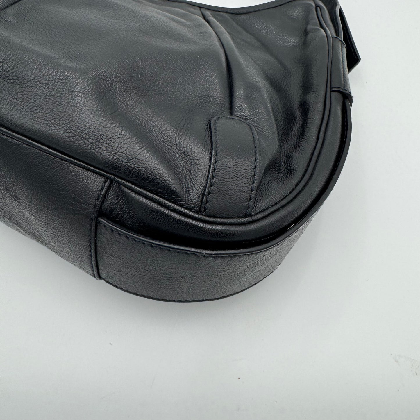YSL Black Leather Rive Gauche Mombasa SHW