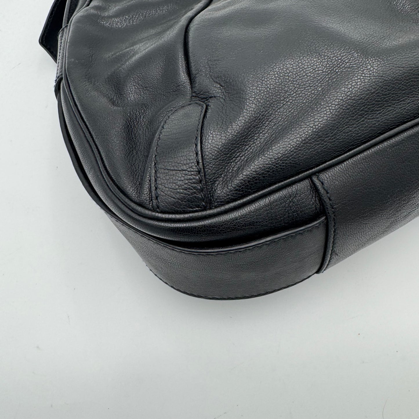 YSL Black Leather Rive Gauche Mombasa SHW