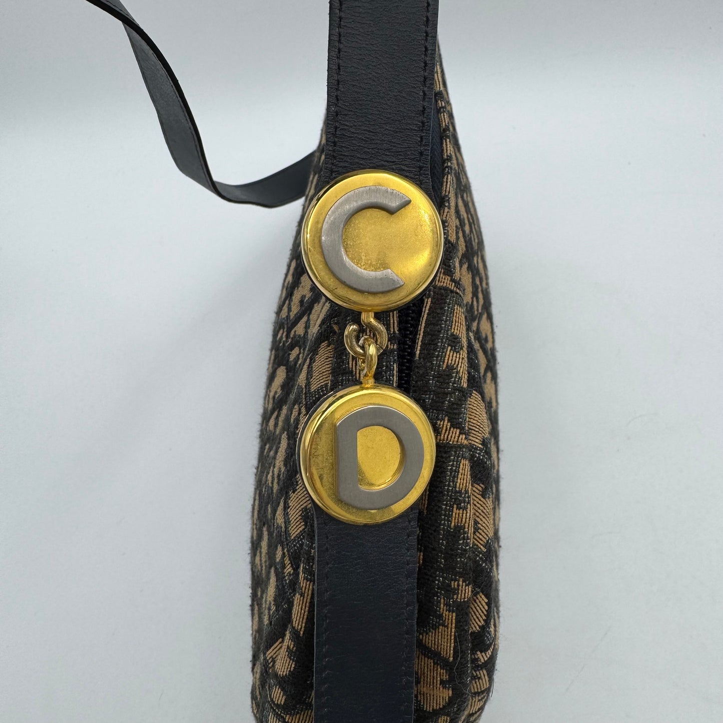 Christian Dior Vintage Navy Blue Trotter CD Side Strap Logo Shoulder Bag