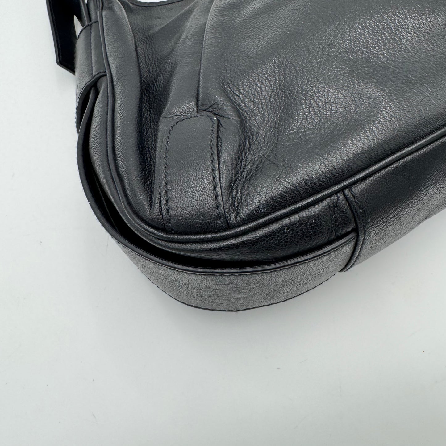 YSL Black Leather Rive Gauche Mombasa SHW