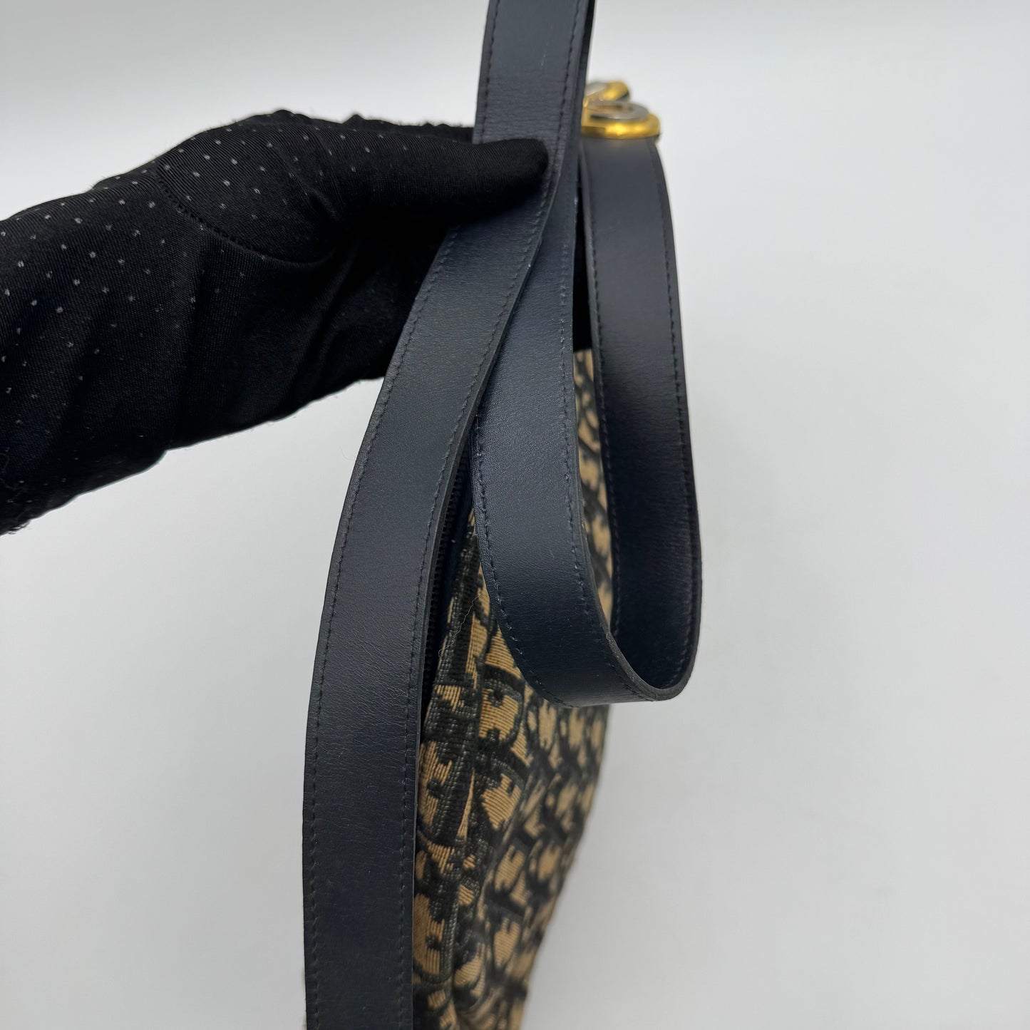 Christian Dior Vintage Navy Blue Trotter CD Side Strap Logo Shoulder Bag
