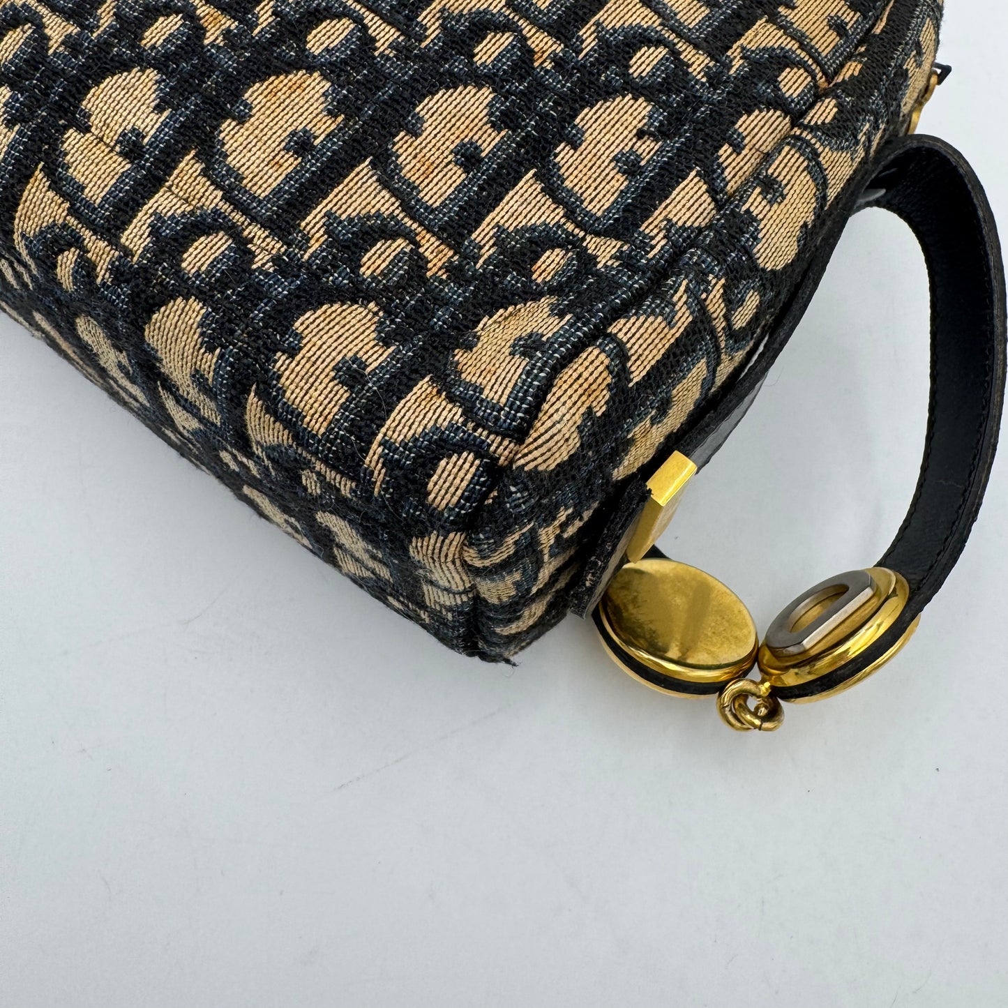 Christian Dior Vintage Navy Blue Trotter CD Side Strap Logo Shoulder Bag