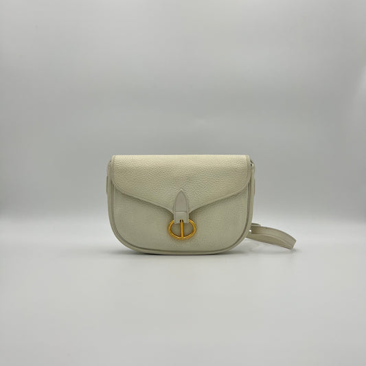 Chirstian Dior White Grained Leather Bobby Crossbody GHW