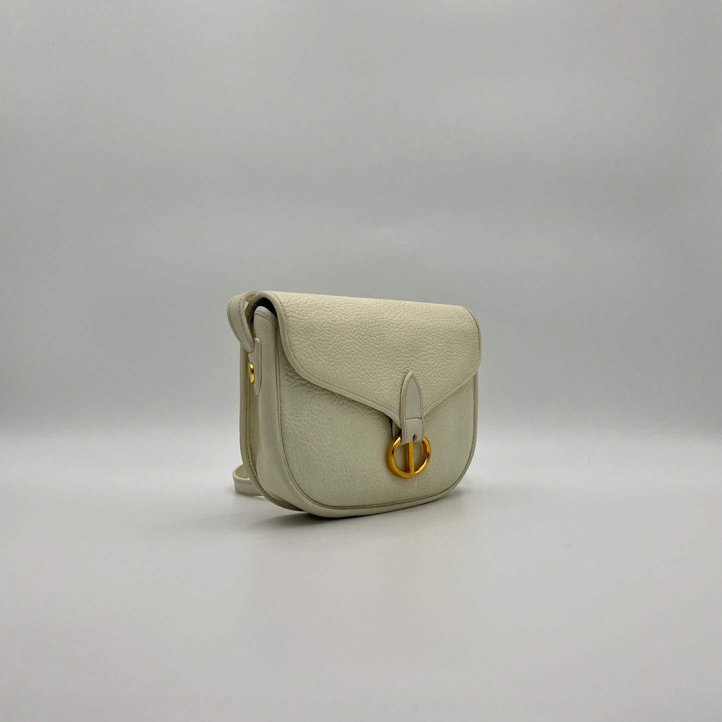Chirstian Dior White Grained Leather Bobby Crossbody GHW
