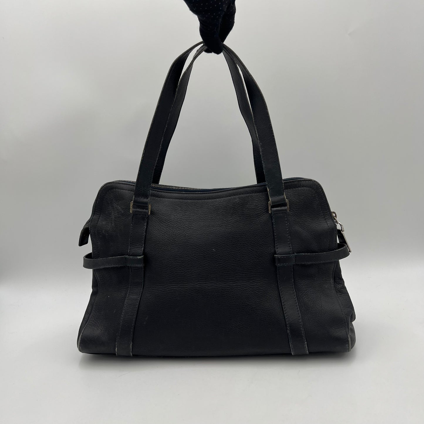 Christian Dior Dark Blue Leather Spellout D Charm Shoulder Bag