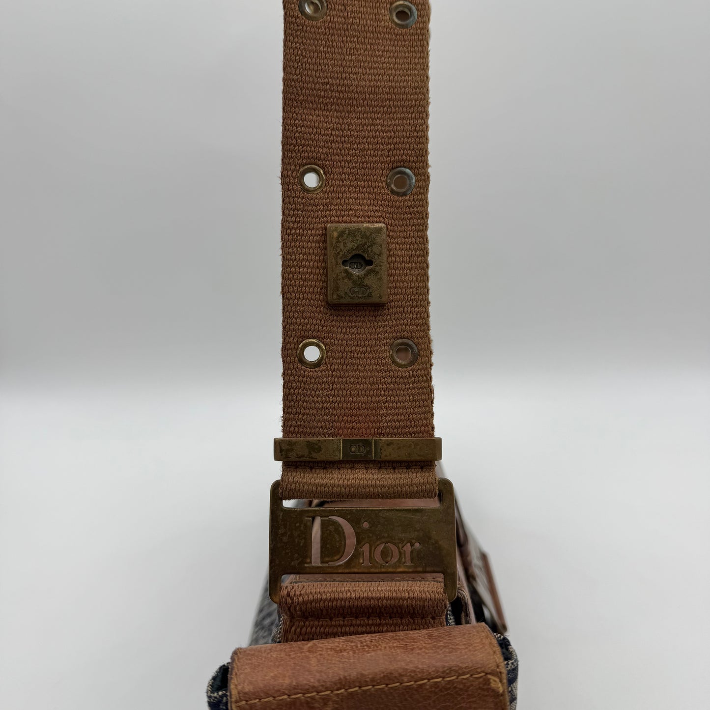 Christian Dior Blue Trotter Canvas Brown Leather Street Chic Columbus with Utility Pouches