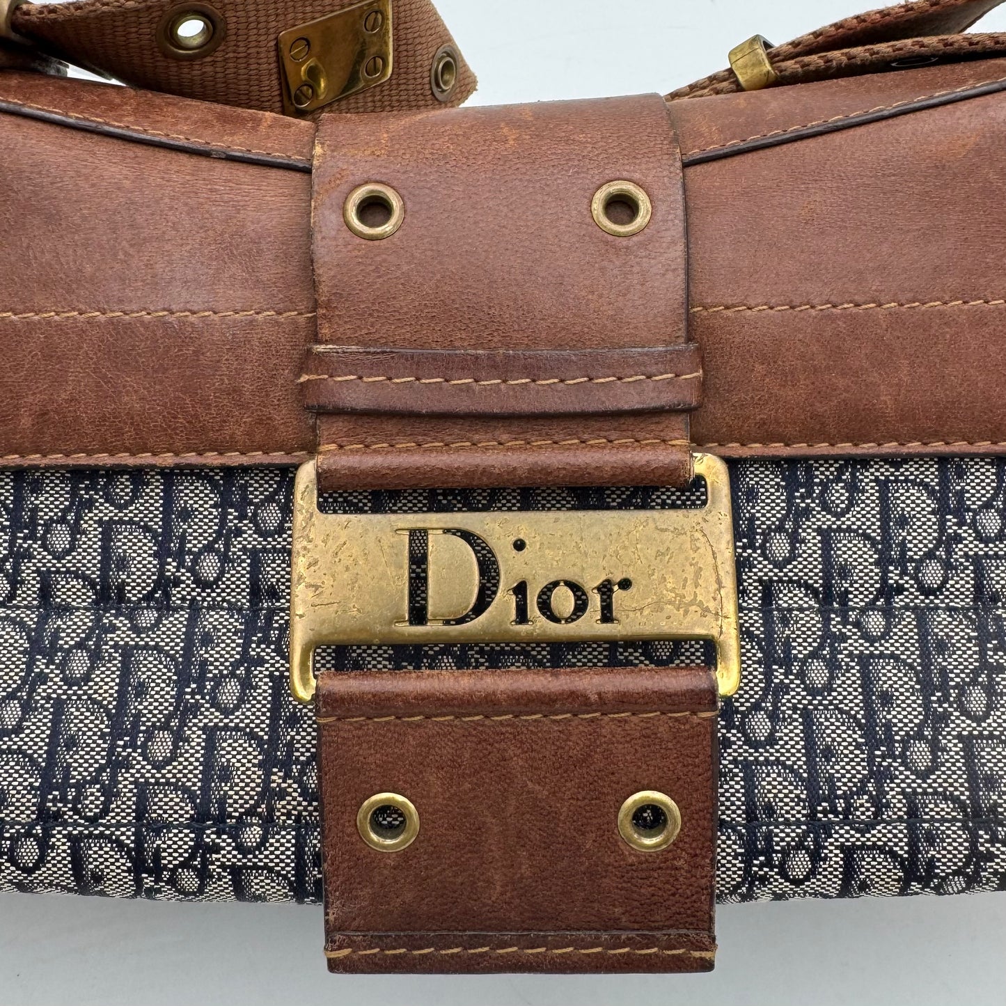 Christian Dior Blue Trotter Canvas Brown Leather Street Chic Columbus with Utility Pouches