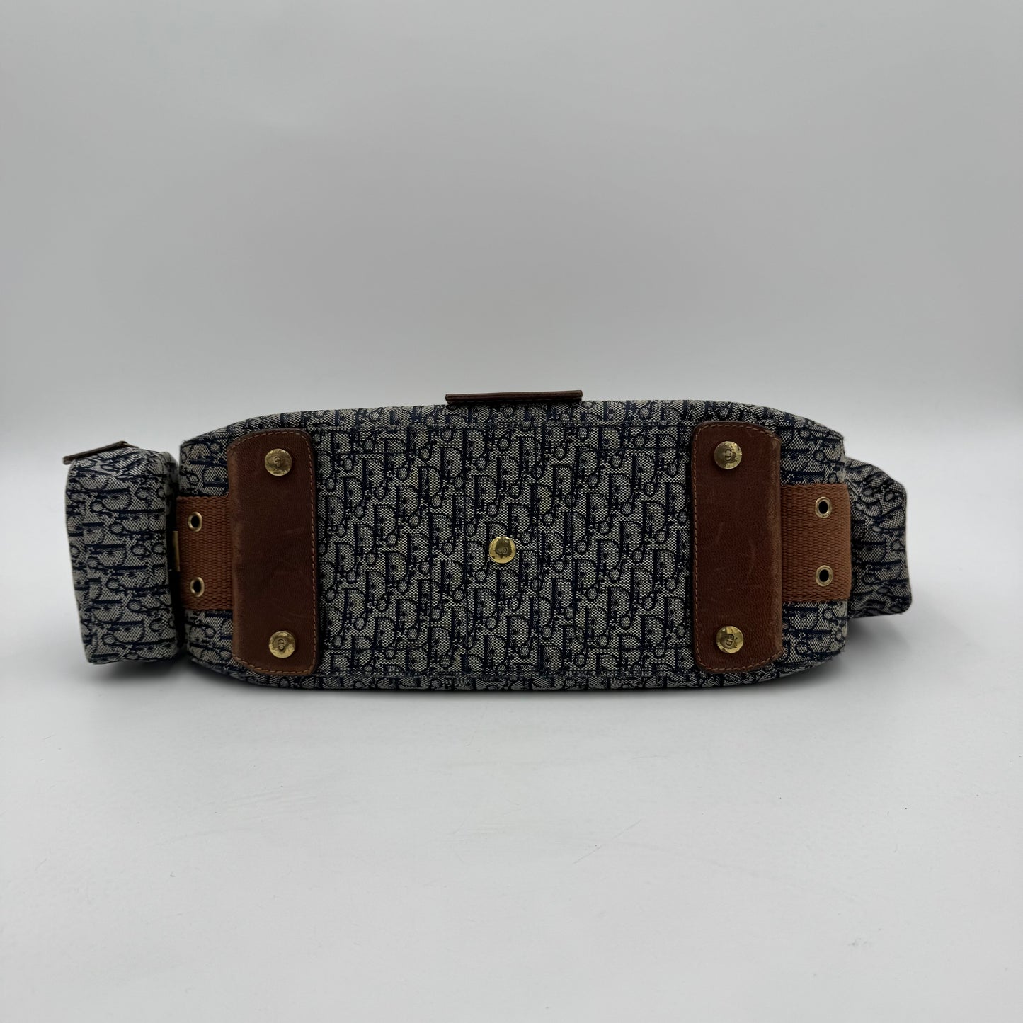 Christian Dior Blue Trotter Canvas Brown Leather Street Chic Columbus with Utility Pouches