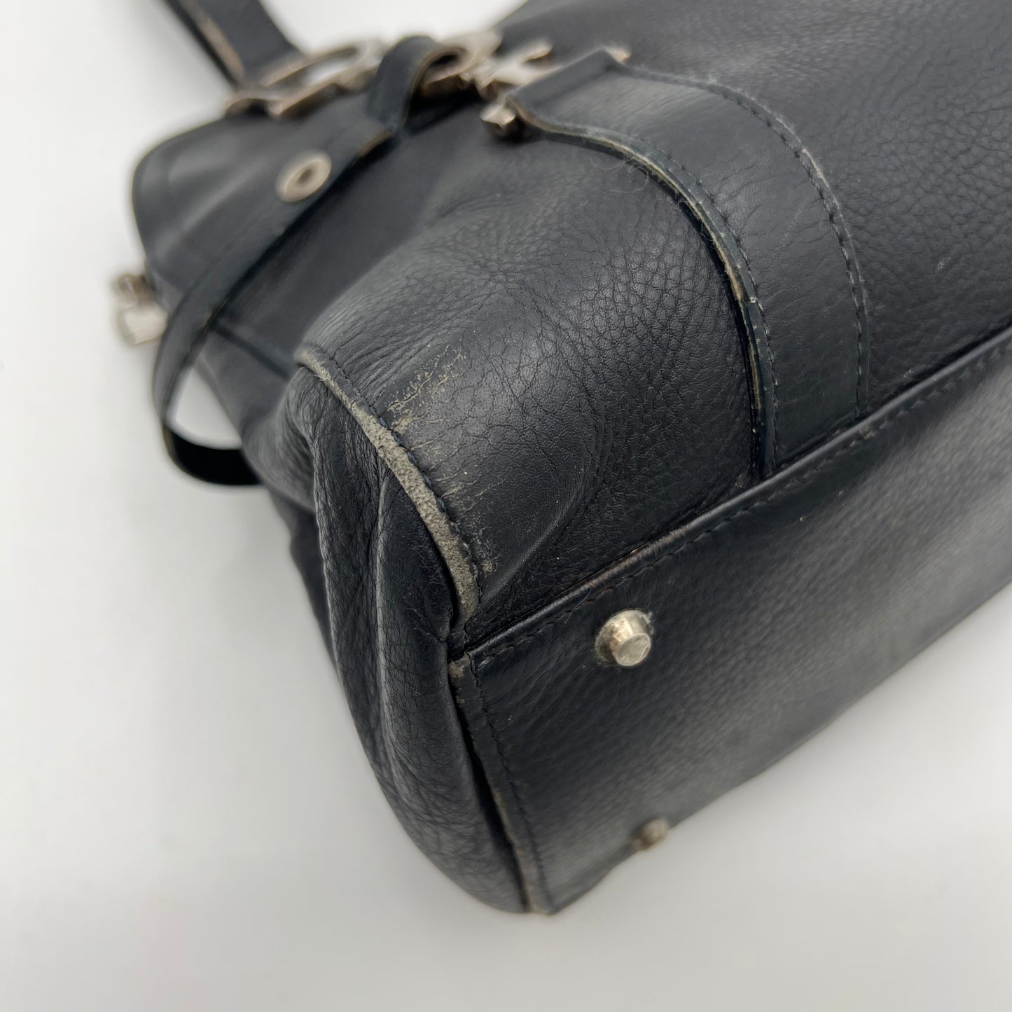 Christian Dior Dark Blue Leather Spellout D Charm Shoulder Bag