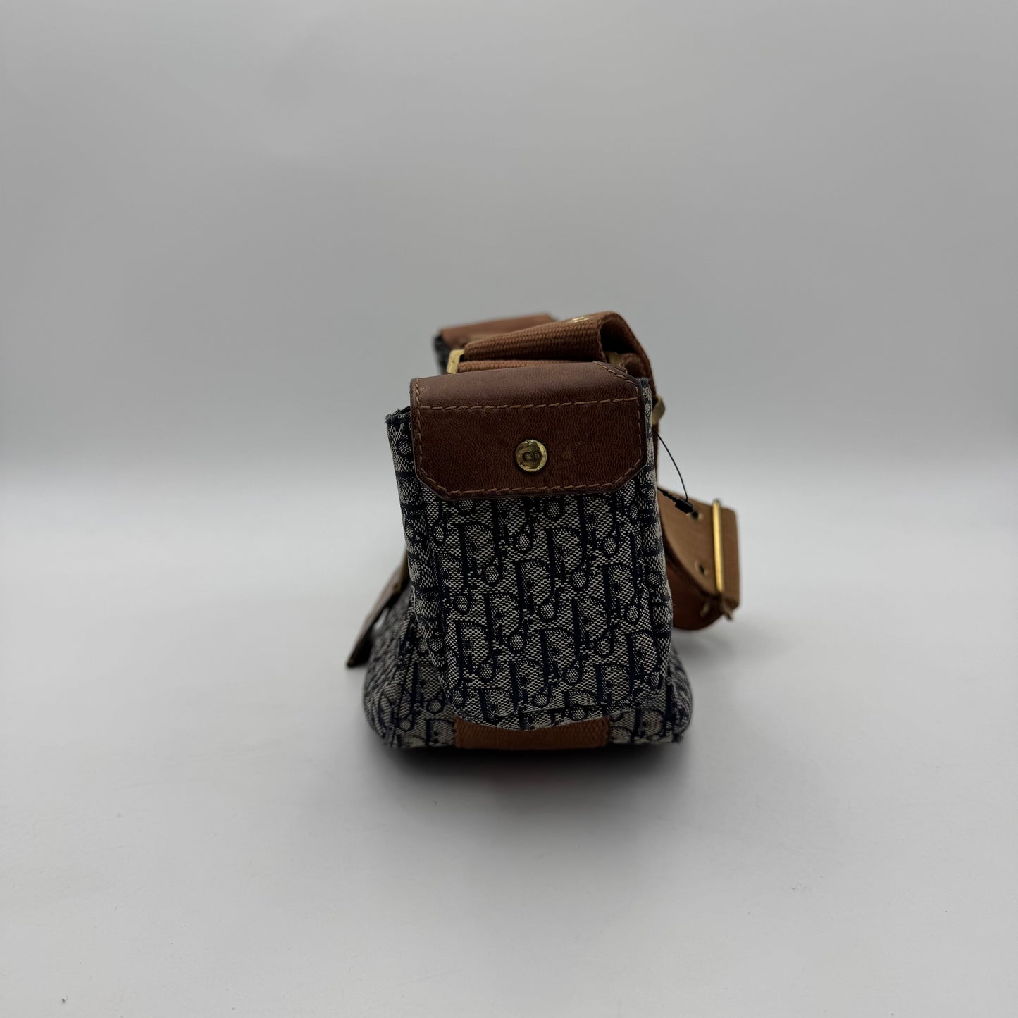 Christian Dior Blue Trotter Canvas Brown Leather Street Chic Columbus with Utility Pouches