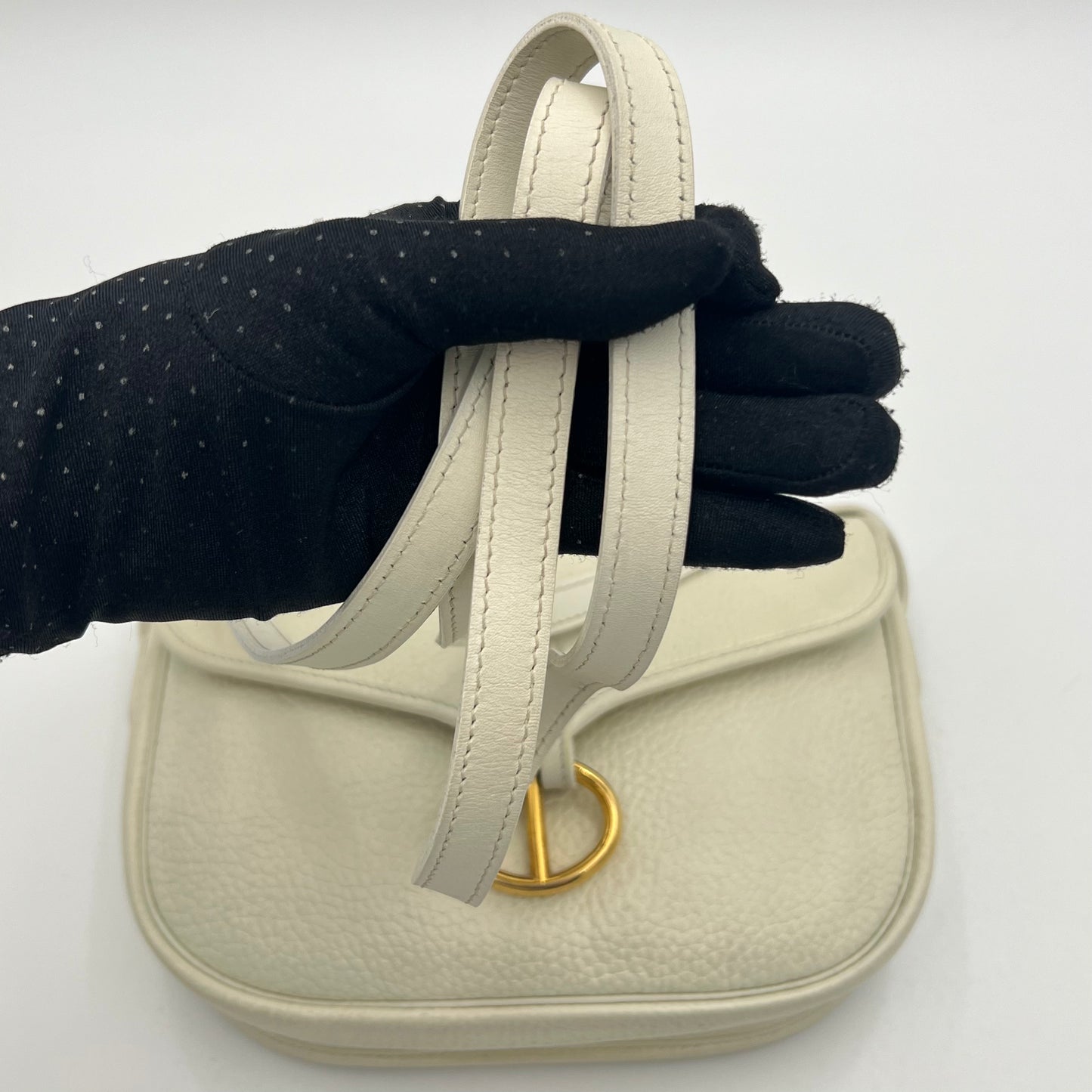 Chirstian Dior White Grained Leather Bobby Crossbody GHW