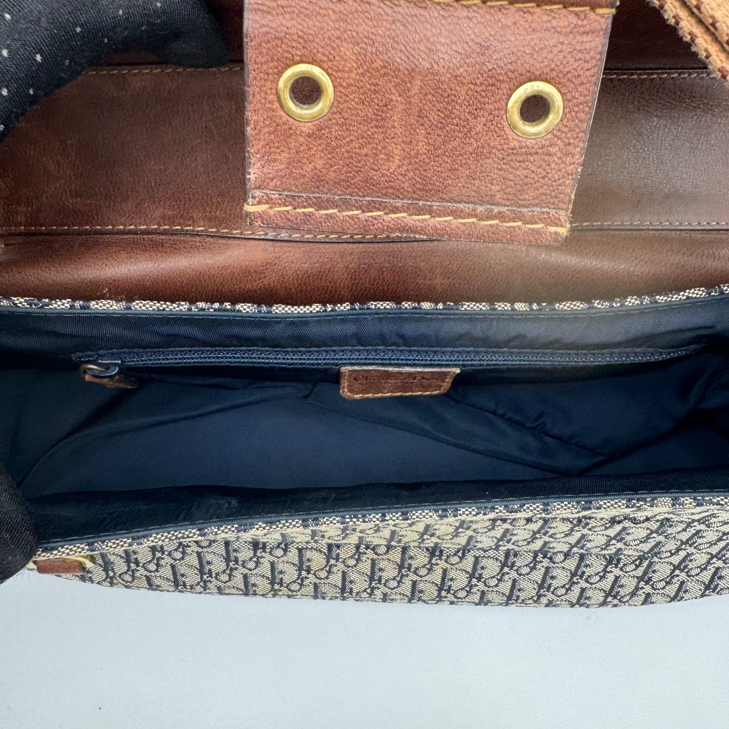 Christian Dior Blue Trotter Canvas Brown Leather Street Chic Columbus with Utility Pouches