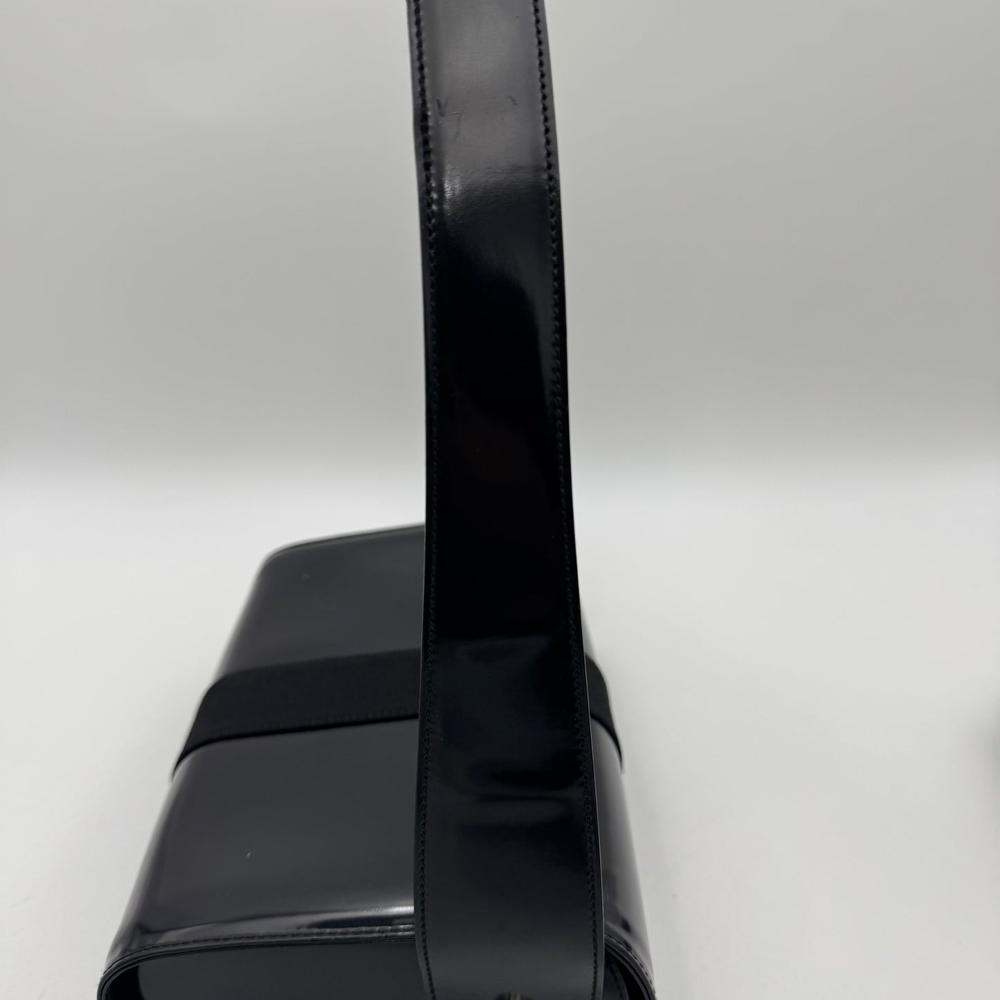 Salvatore Ferragamo Black Patent Leather Vara Bow Shoulder Bag SHW