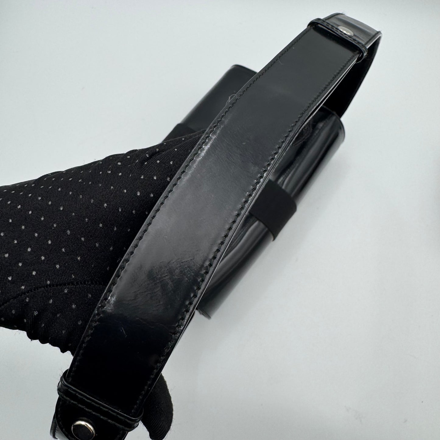 Salvatore Ferragamo Black Patent Leather Vara Bow Shoulder Bag SHW